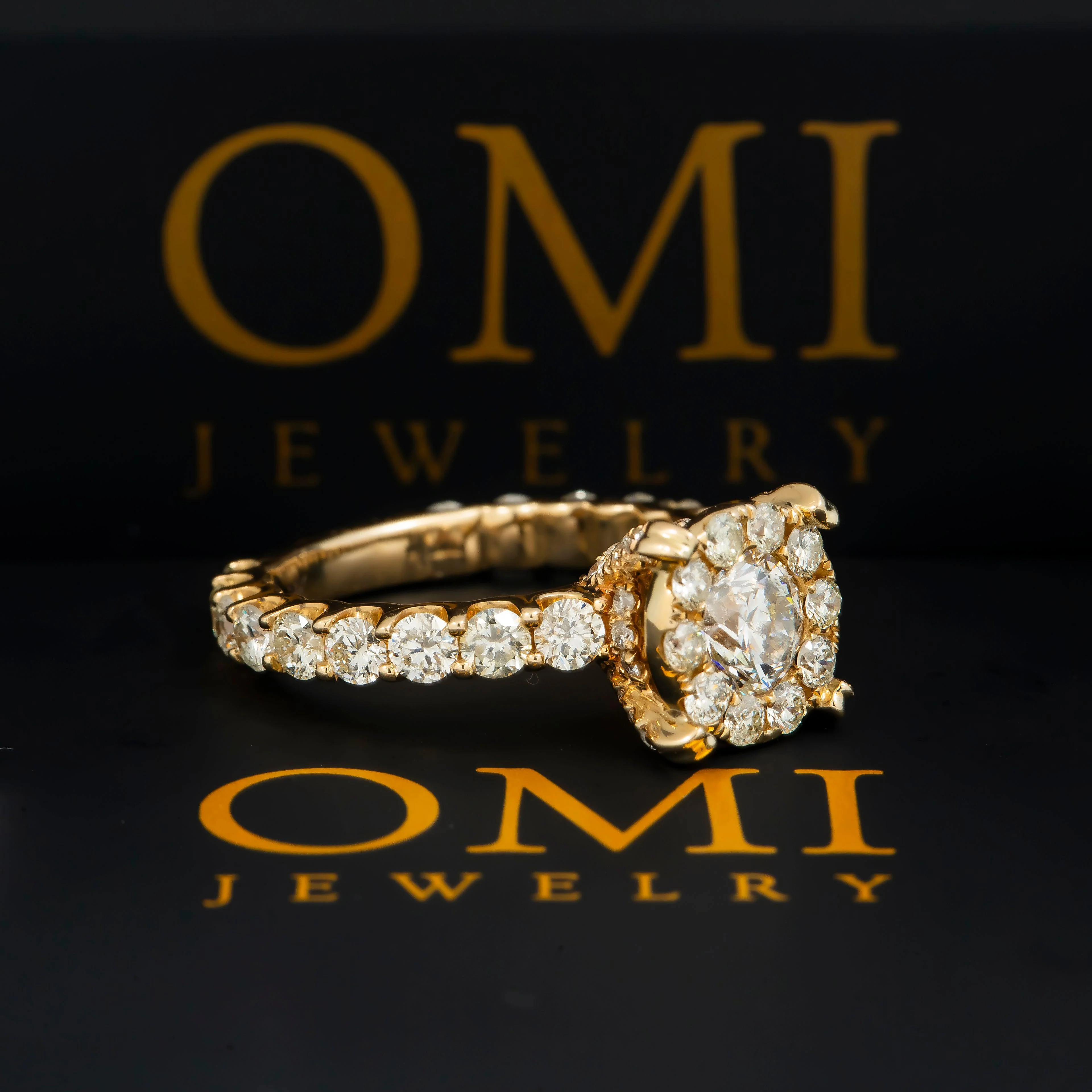 14K GOLD ROUND DIAMOND CLUSTER ENGAGEMENT RING 3.55 CT - Image 3