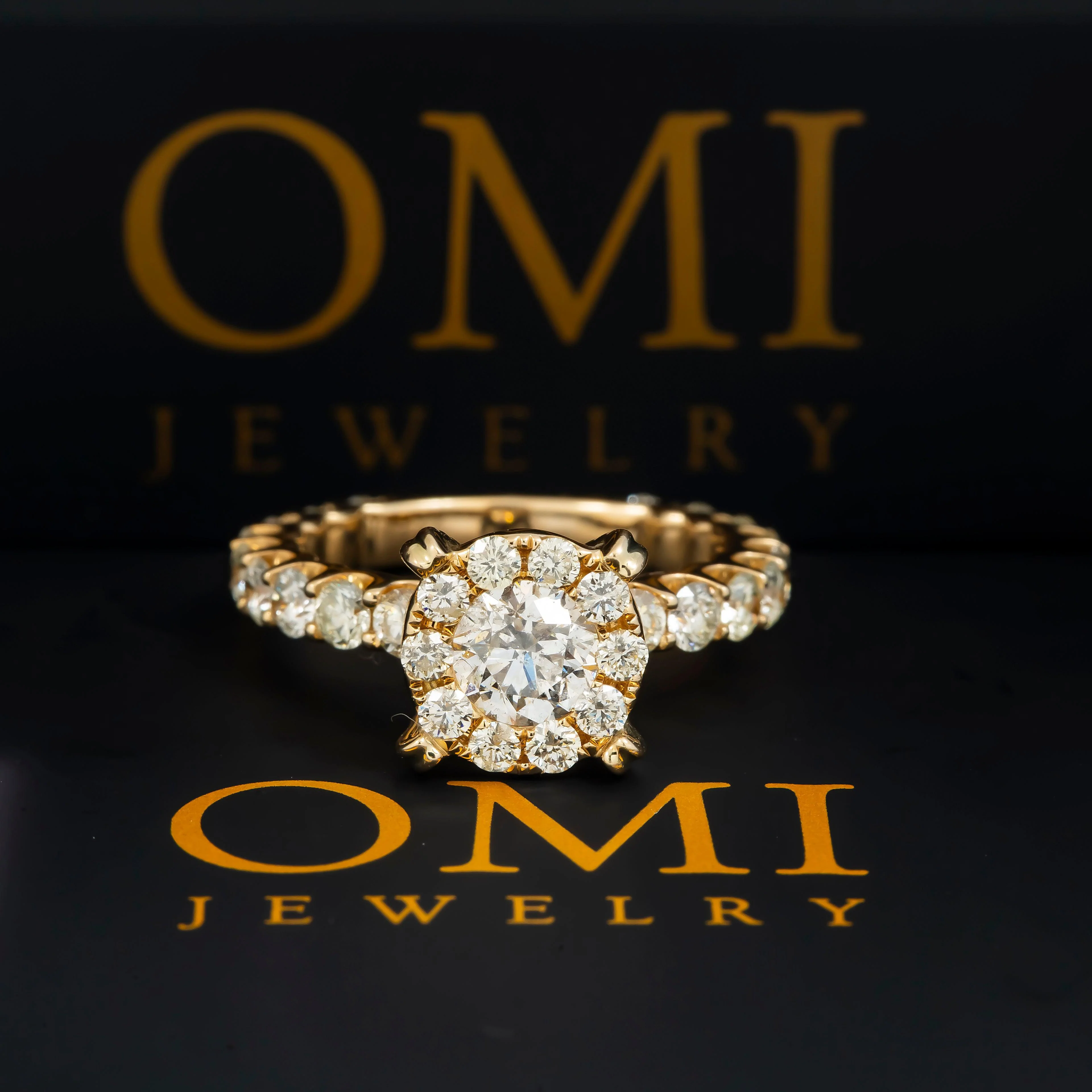 14K GOLD ROUND DIAMOND CLUSTER ENGAGEMENT RING 3.55 CT - Image 4