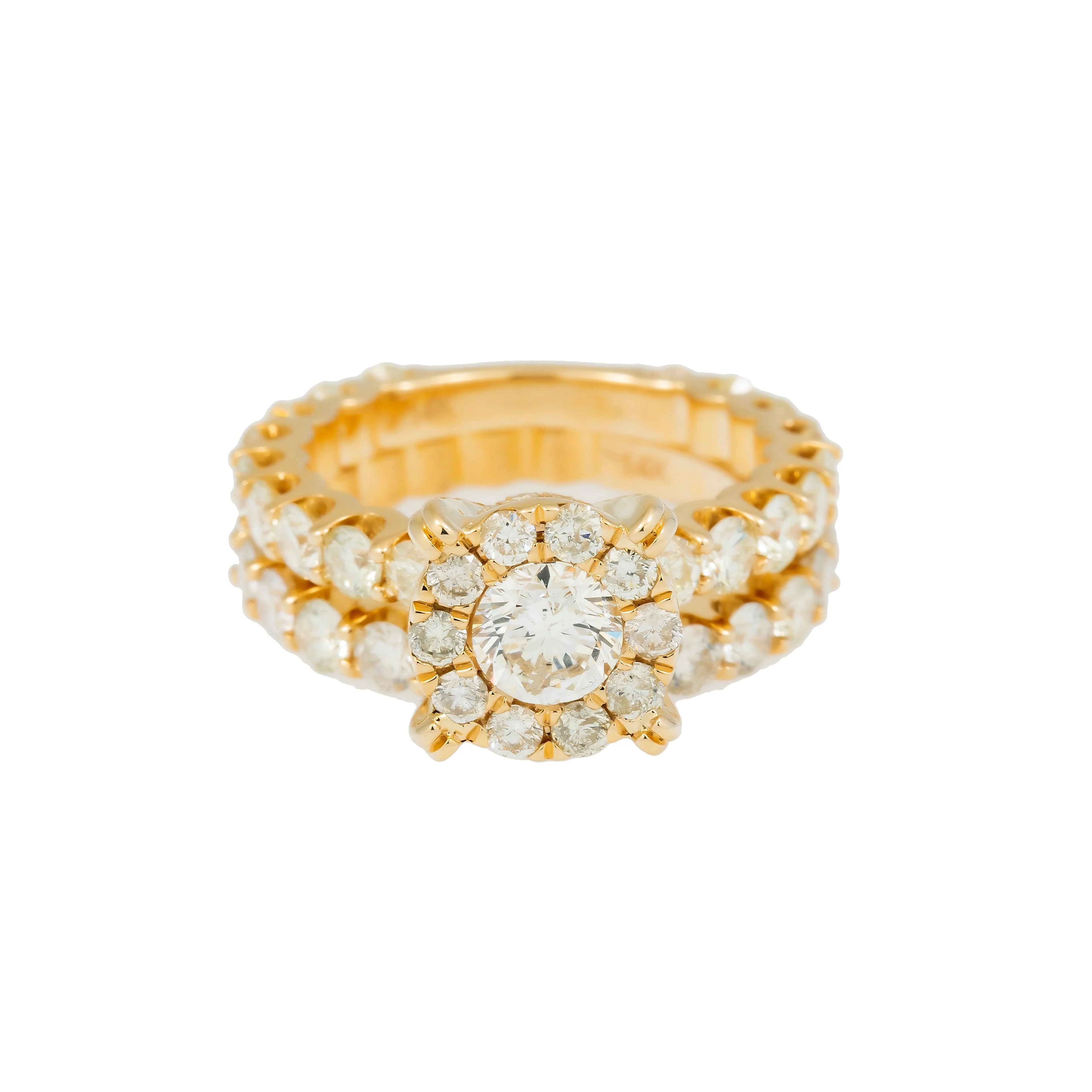 14K GOLD ROUND DIAMOND CLUSTER BRIDAL SET 5.92 CT - Image 3