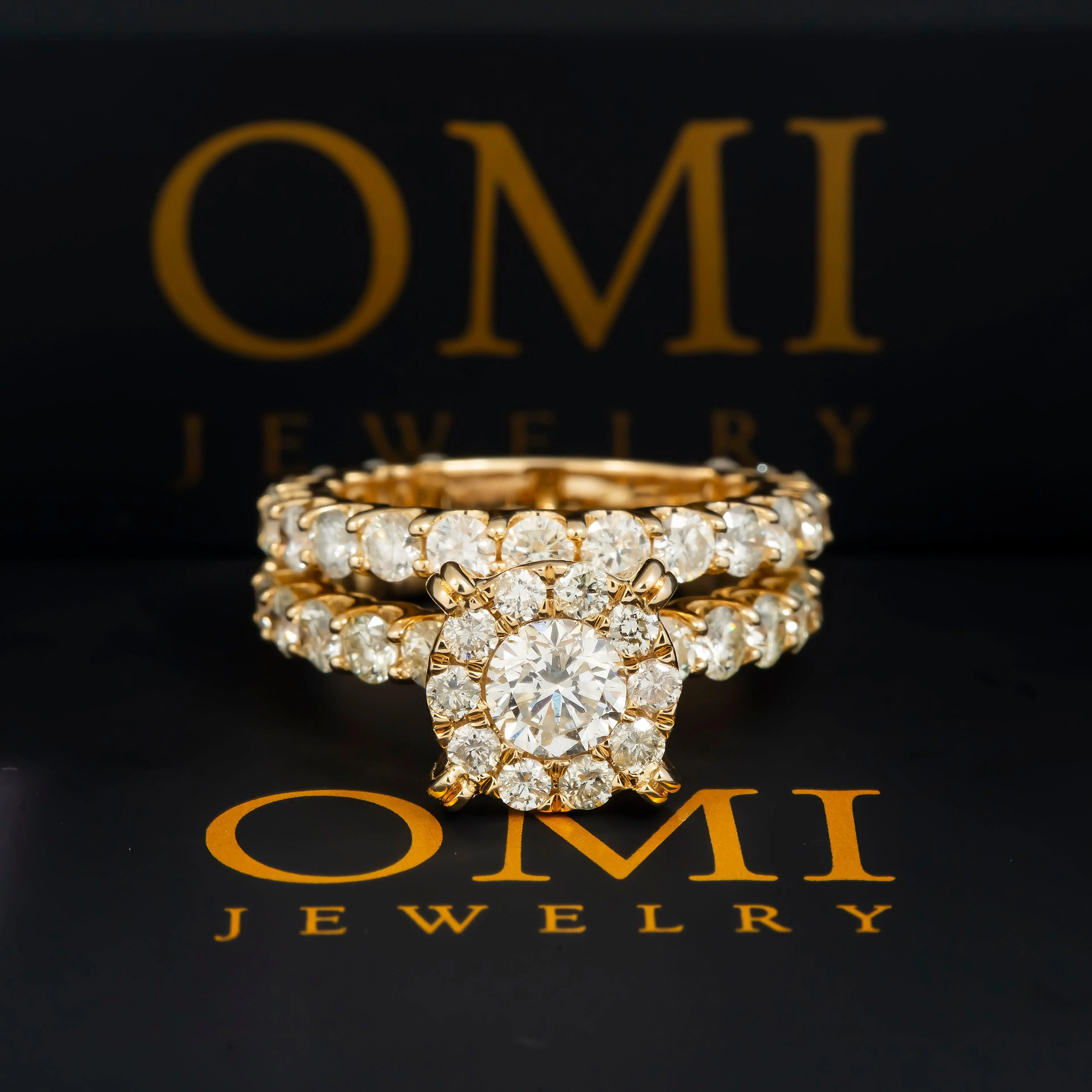 14K GOLD ROUND DIAMOND CLUSTER BRIDAL SET 5.92 CT - Image 5