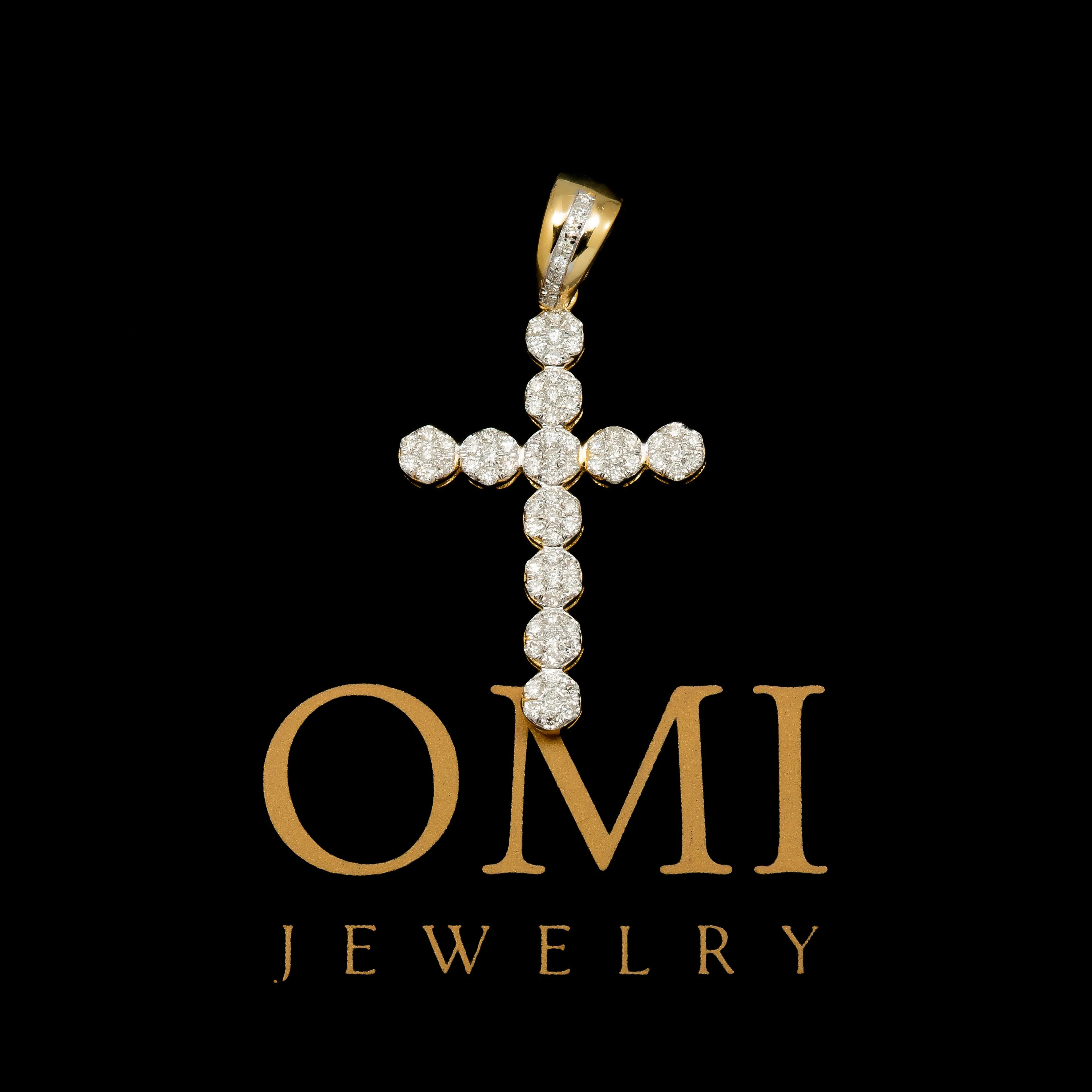 14K GOLD ROUND DIAMOND CLUSTER CROSS PENDANT 0.50 CT - Image 2
