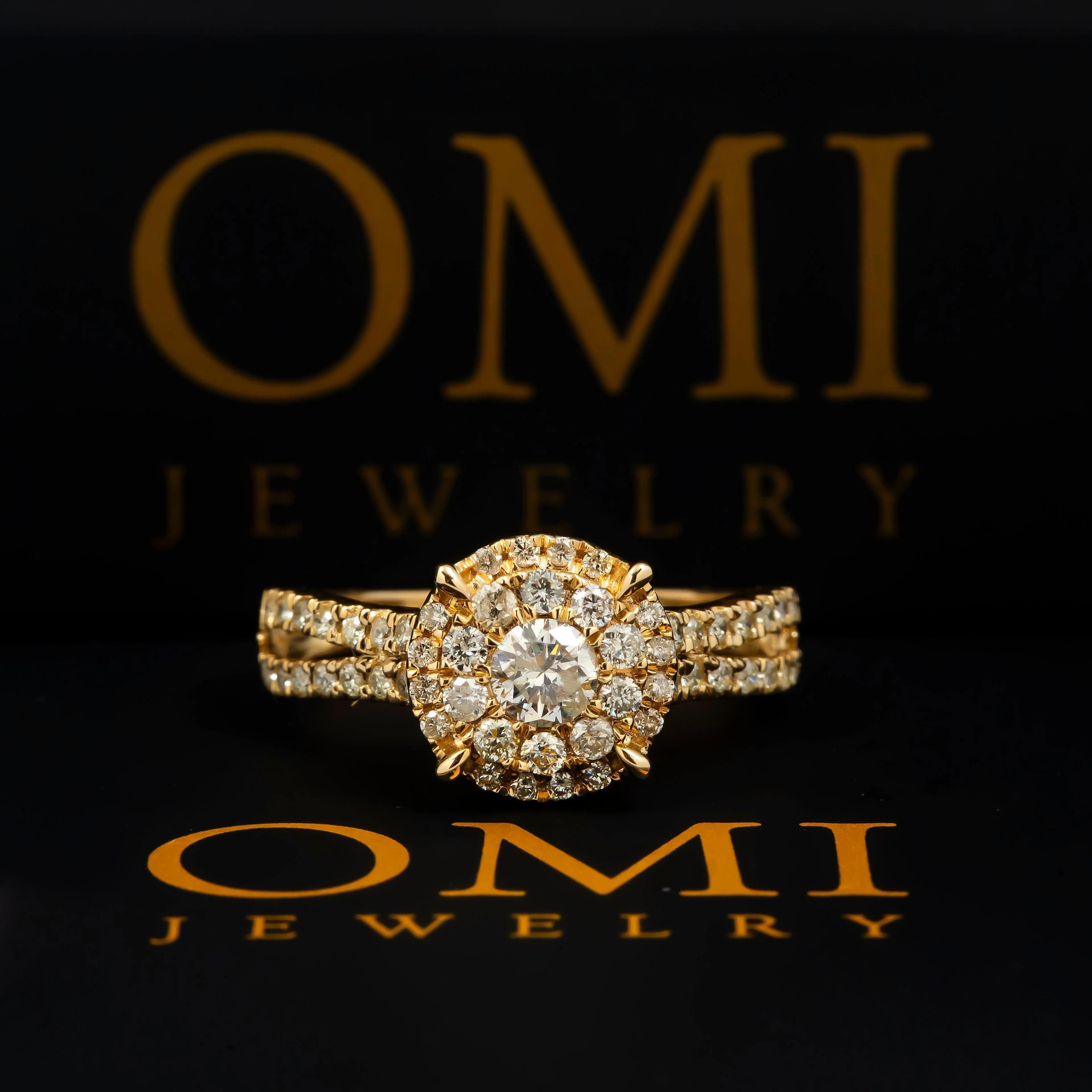 14K GOLD ROUND DIAMOND CLUSTER ENGAGEMENT RING 0.94 CT - Image 4