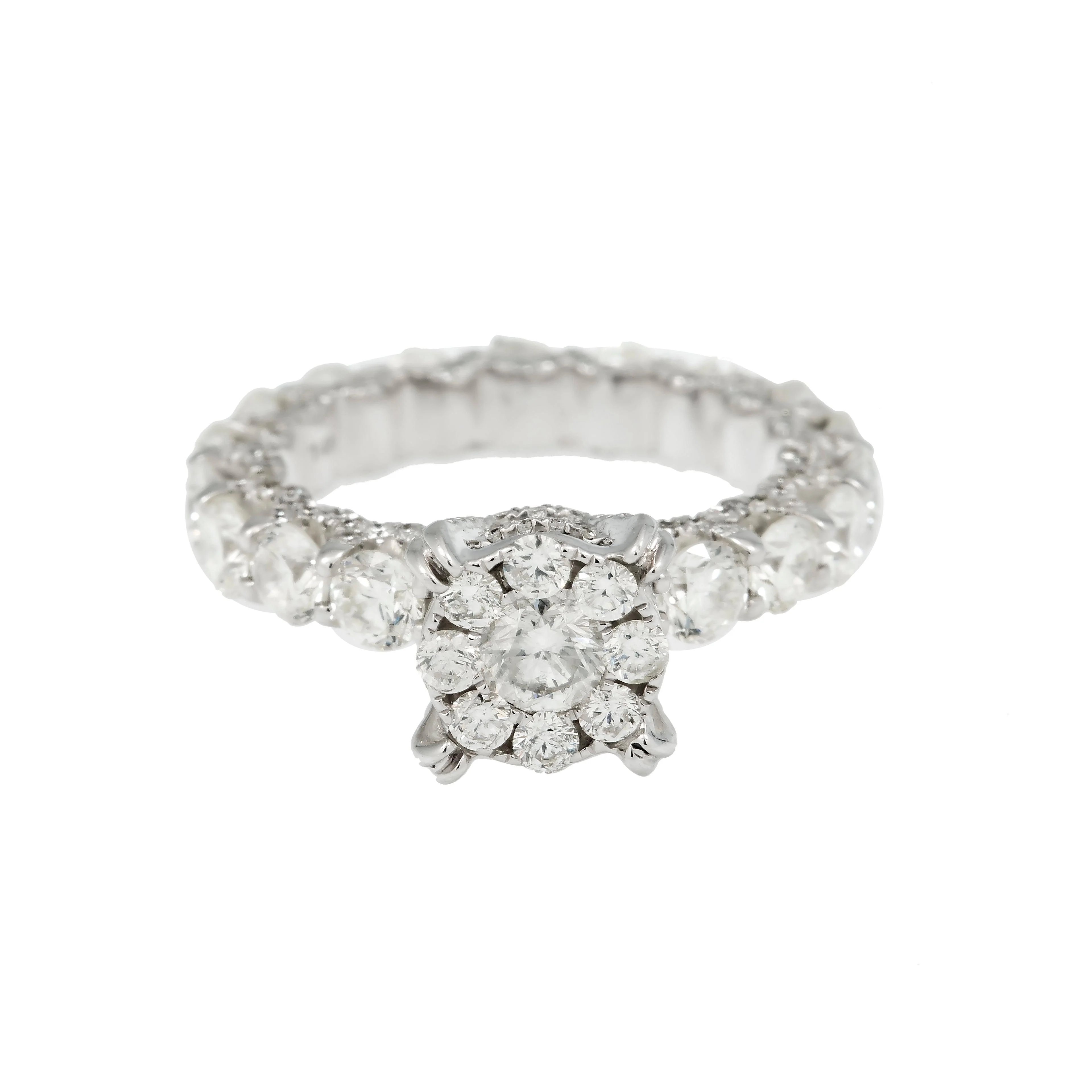 14K GOLD ROUND DIAMOND CLUSTER ENGAGEMENT RING 4.88 CT