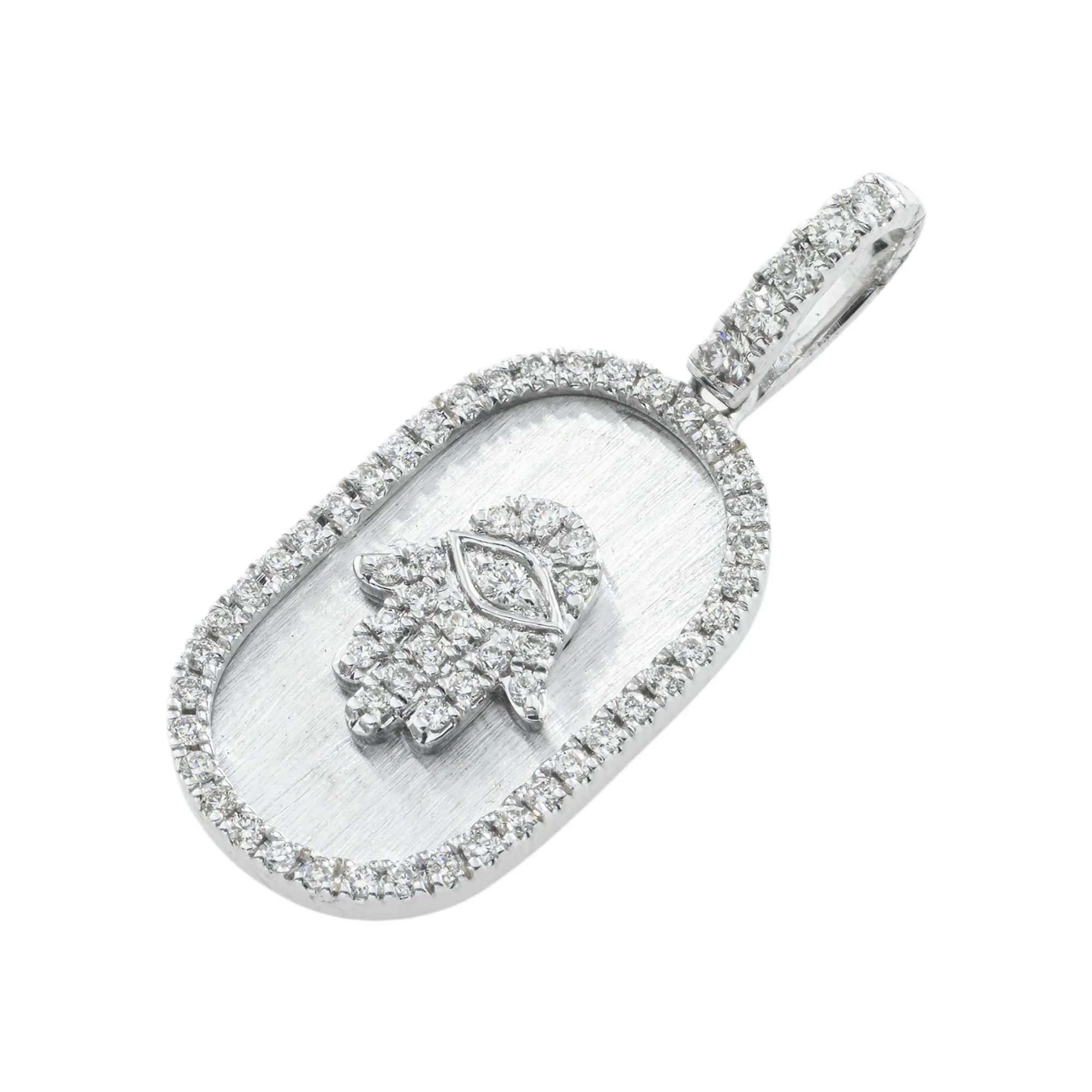 14K GOLD ROUND DIAMOND CLUSTER HAMSA PENDANT 0.40 CT - Image 3
