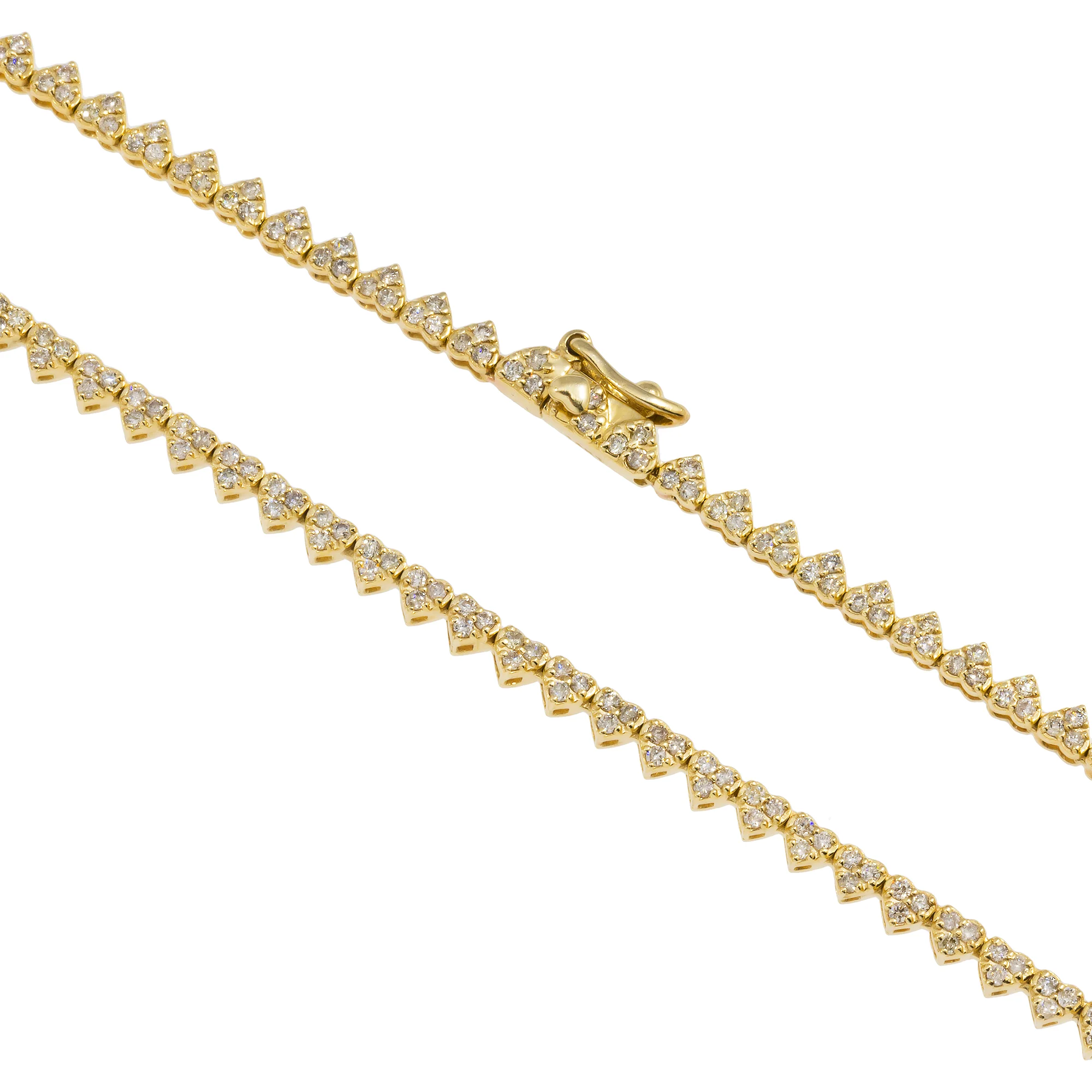 14K GOLD ROUND DIAMOND CLUSTER HEART CHAIN 4.01 CT - Image 2