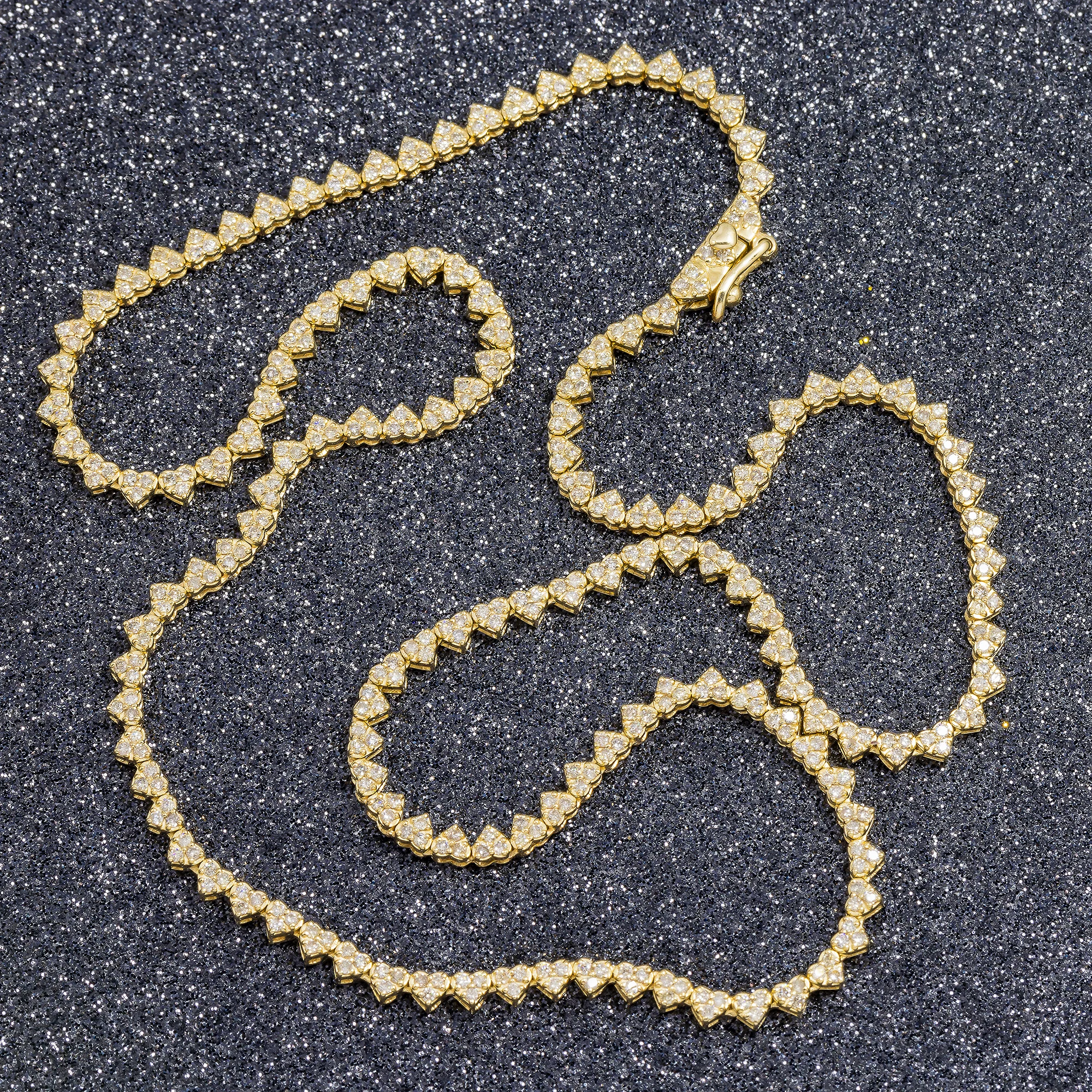 14K GOLD ROUND DIAMOND CLUSTER HEART CHAIN 4.01 CT - Image 3