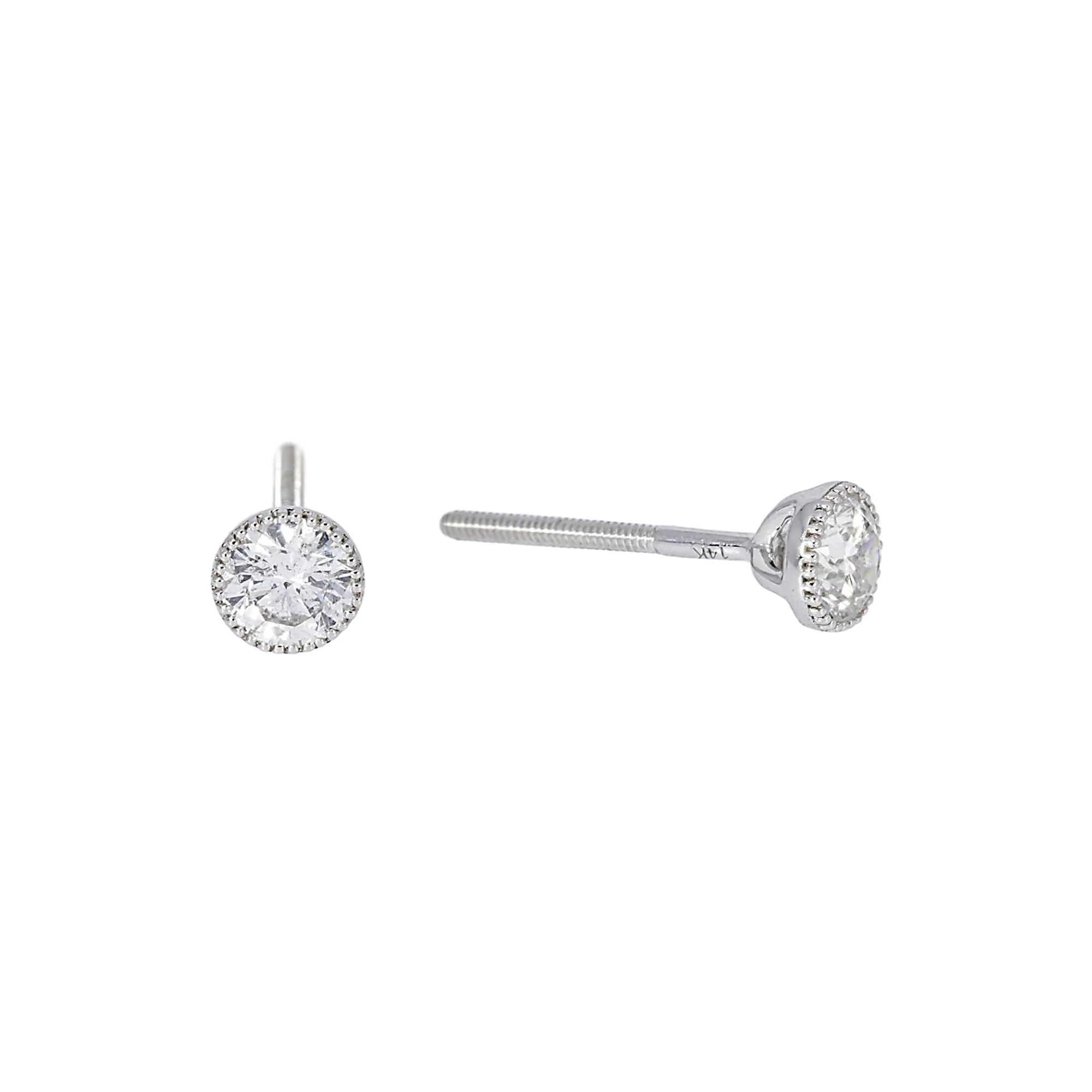 14K GOLD ROUND DIAMOND EARRINGS 0.58 CTW
