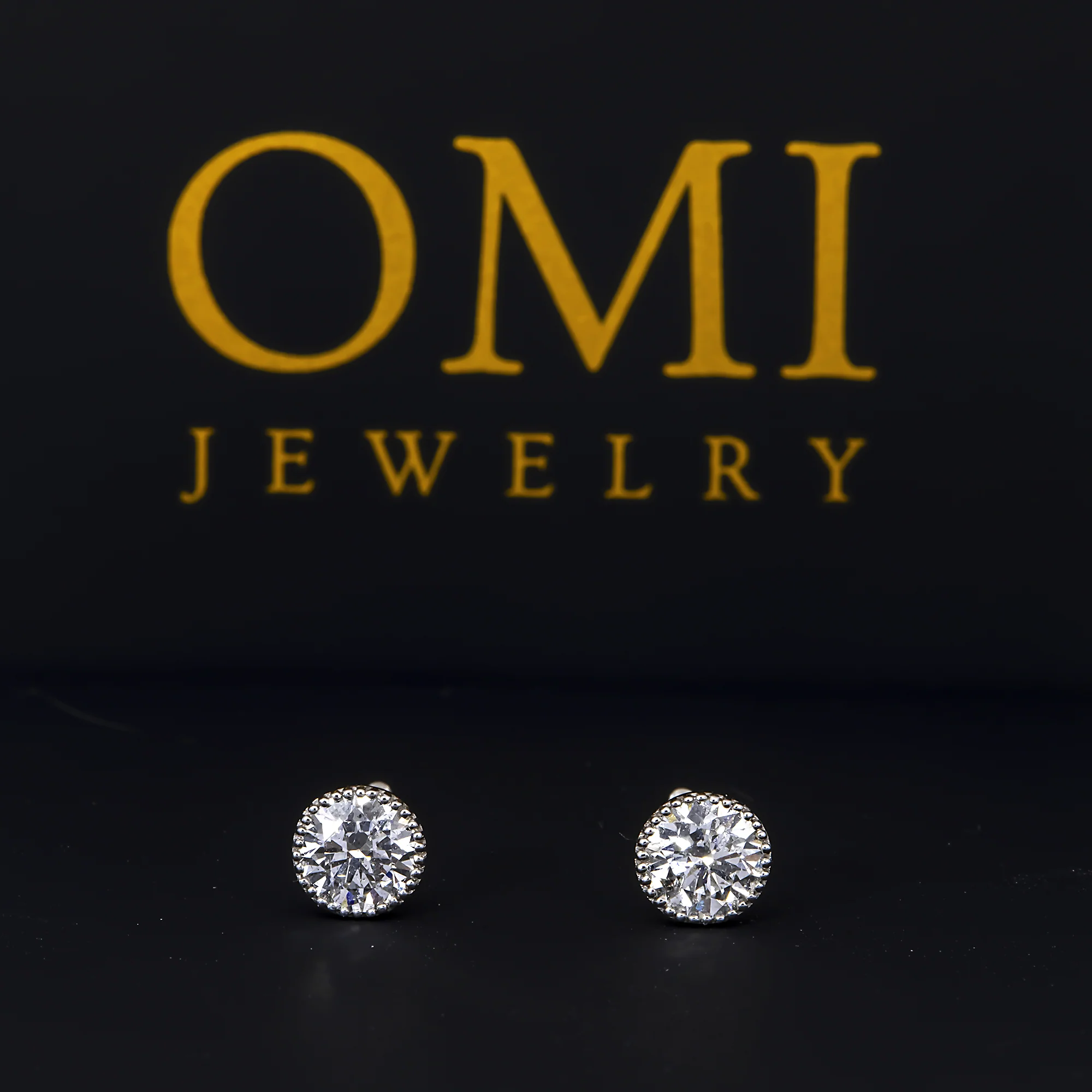 14K GOLD ROUND DIAMOND EARRINGS 0.58 CTW - Image 2