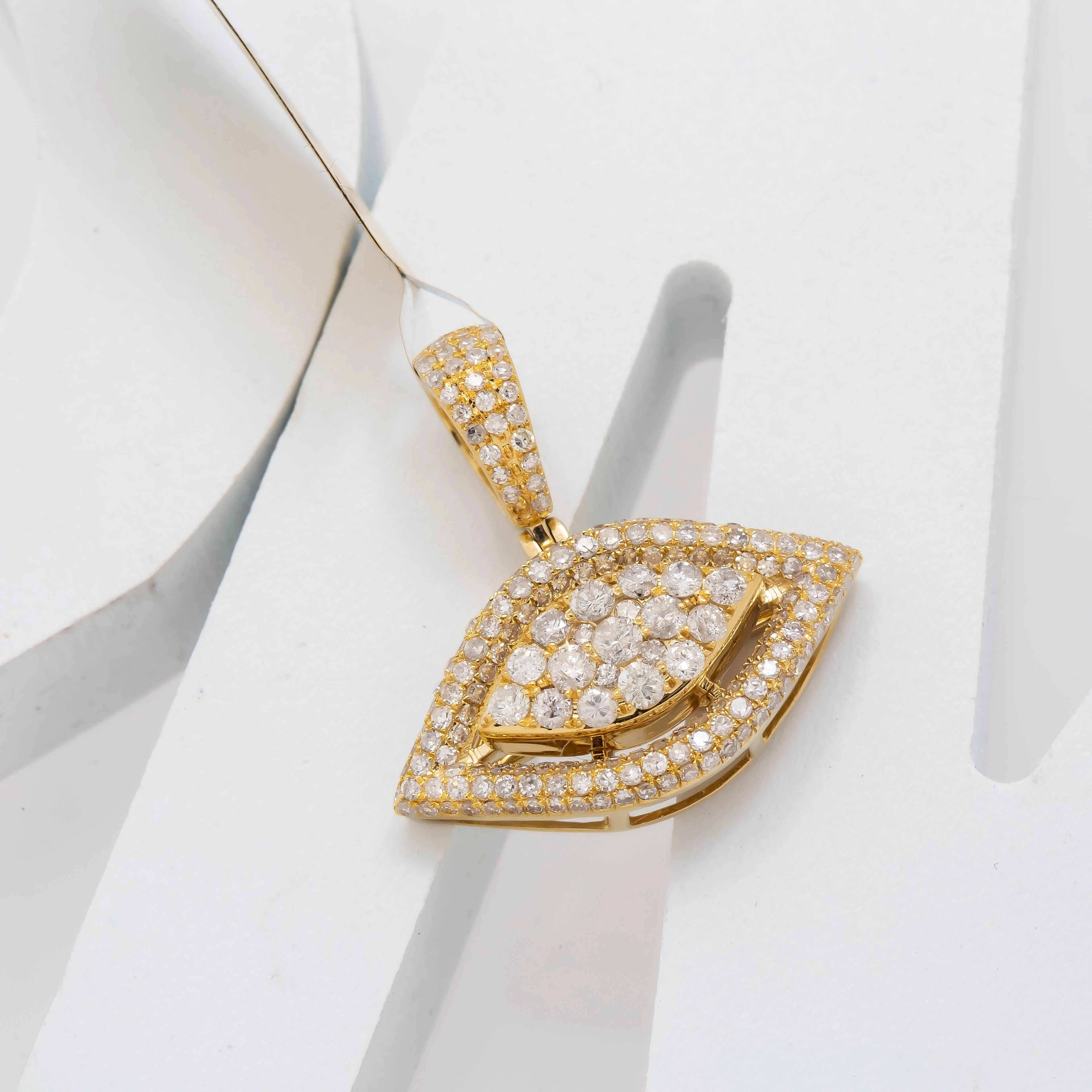 14K GOLD ROUND DIAMOND EYE PENDANT 1.26 CT - Image 4