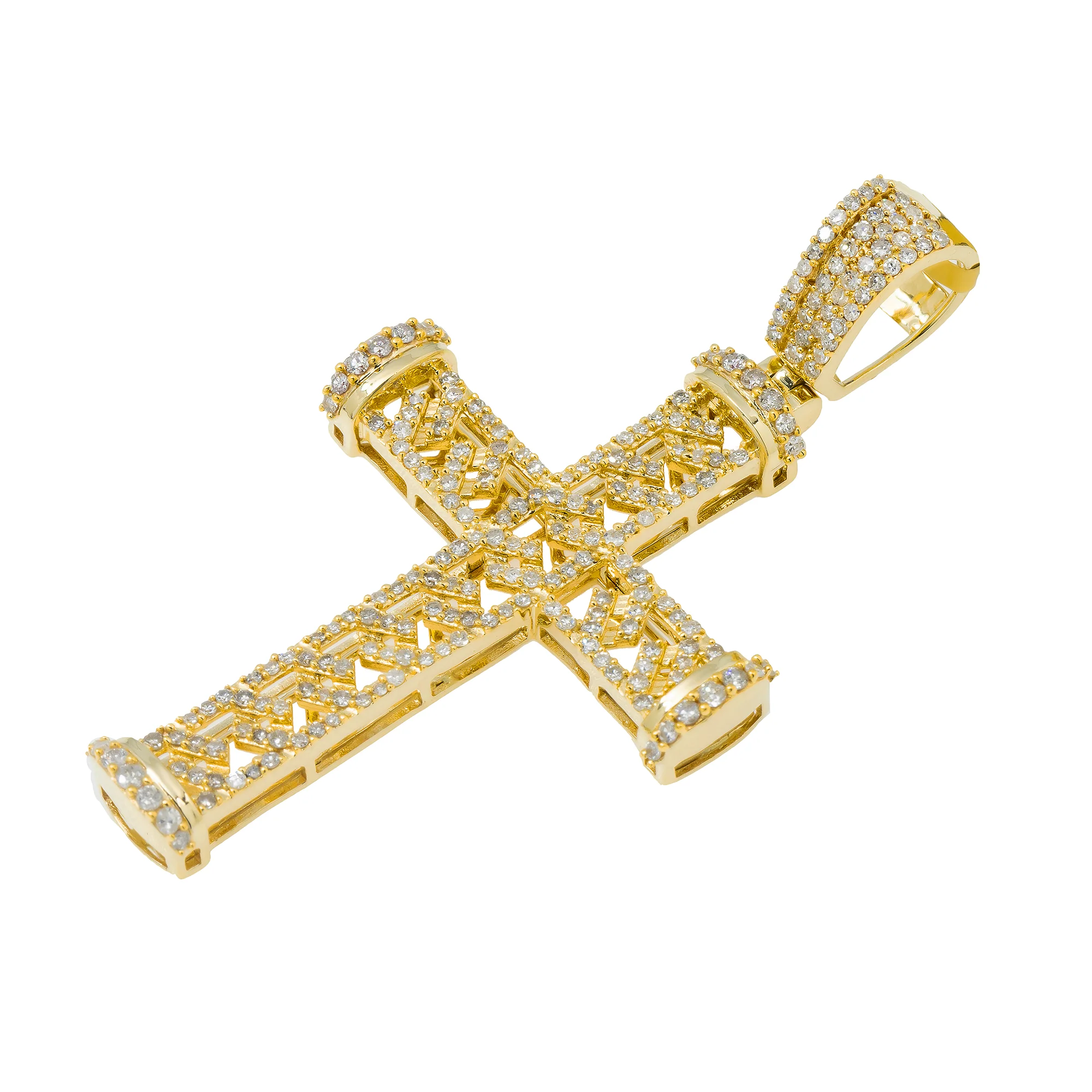 14K GOLD ROUND DIAMOND OPEN CROSS PENDANT 1.01 CT - Image 3