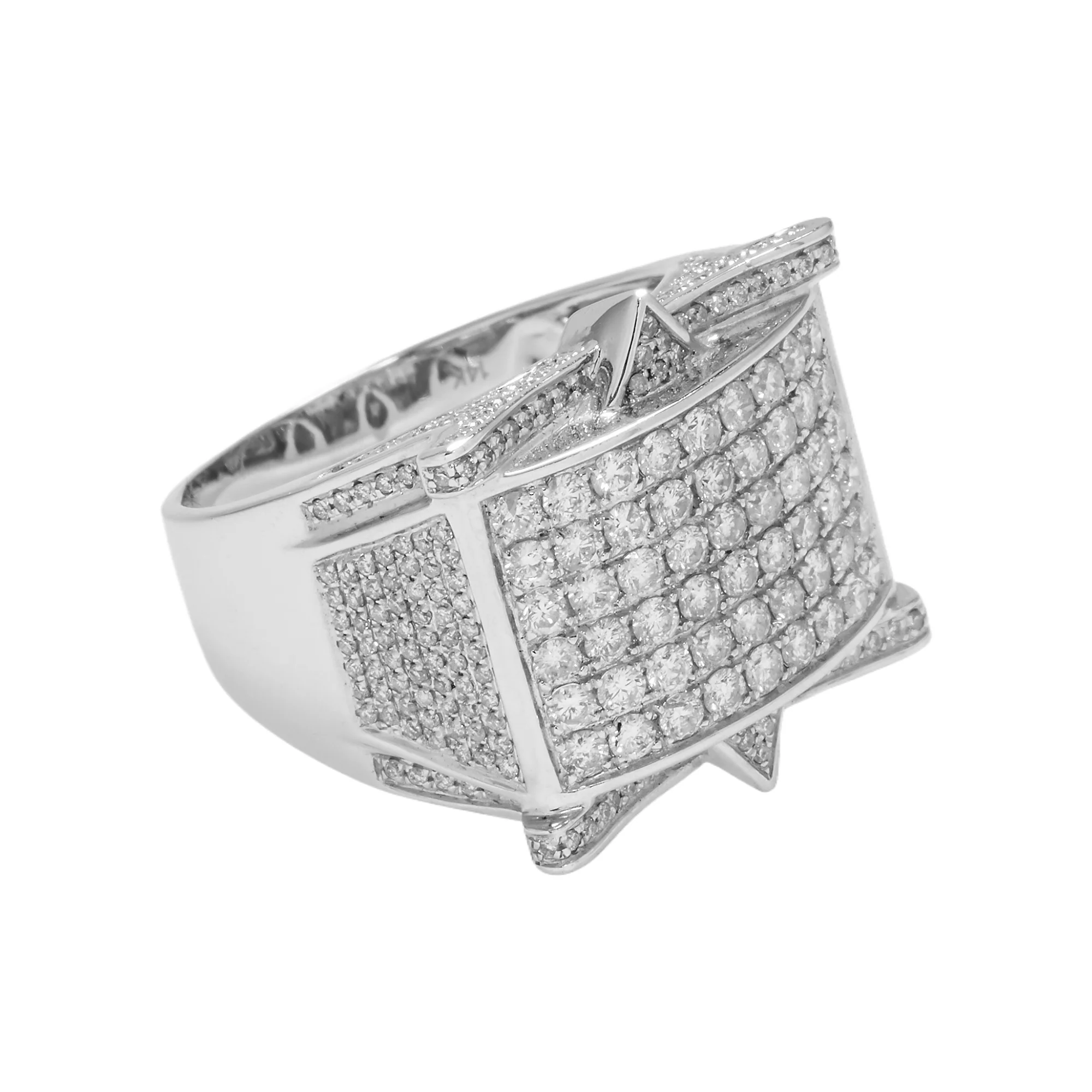 14K GOLD ROUND DIAMOND RECTANGULAR STATEMENT RING 2.39 CT - Image 4