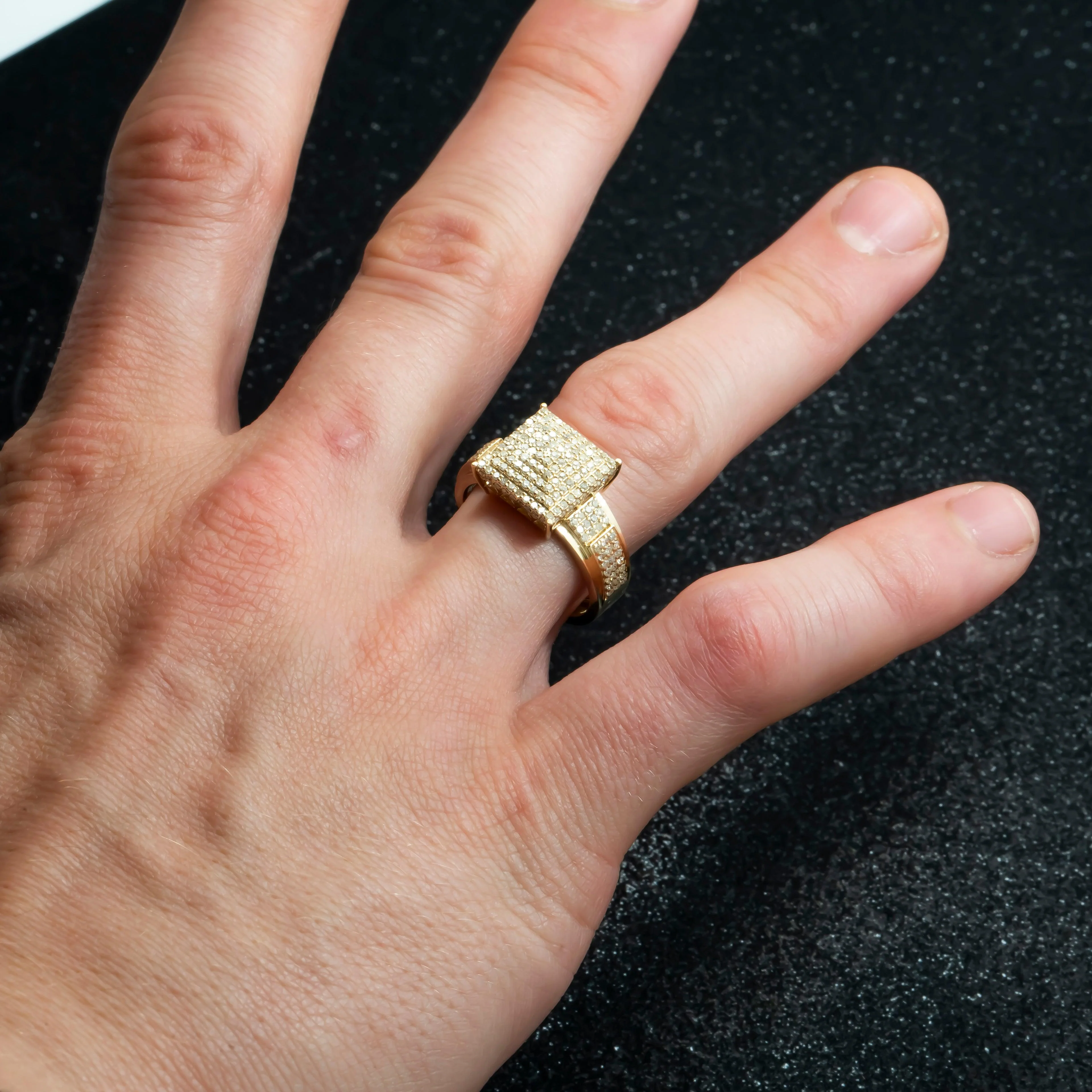 14K GOLD ROUND DIAMOND SQUARE SHAPE RING 0.89 CT - Image 2
