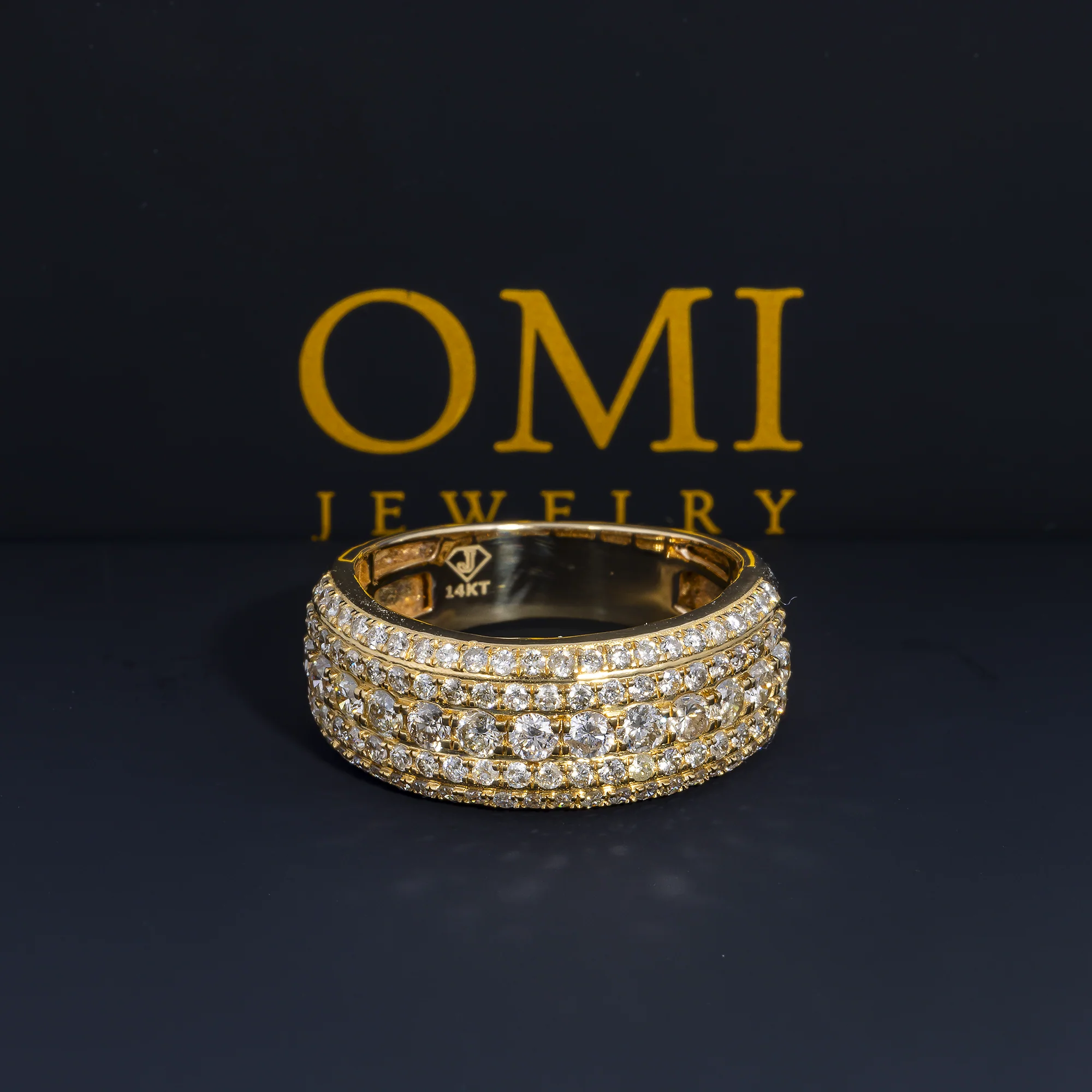 14K GOLD ROUND DIAMOND STATEMENT BAND RING 2.24 CT - Image 3