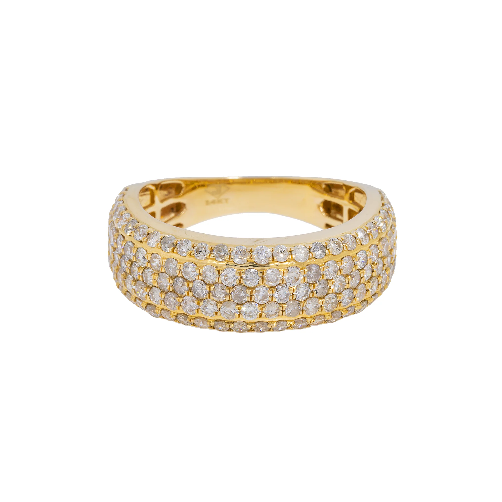 14K GOLD MULTI ROW ROUND DIAMOND STATEMENT BAND RING 2.54 CT