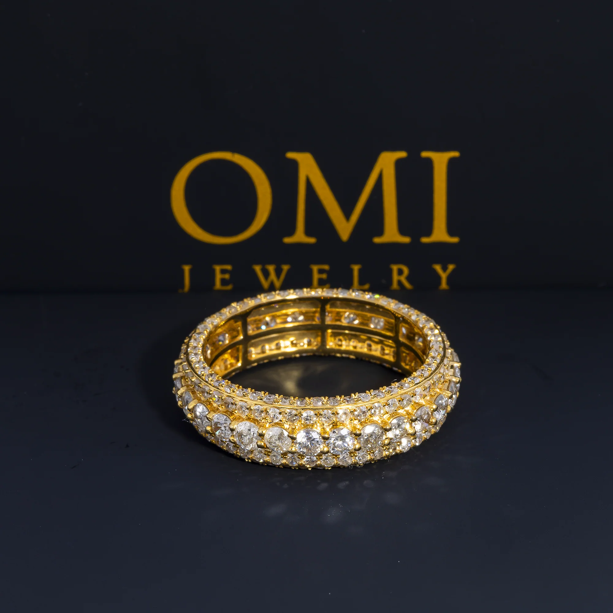 14K GOLD ROUND DIAMOND CLUSTER STATEMENT BAND RING 4.40 CT - Image 2