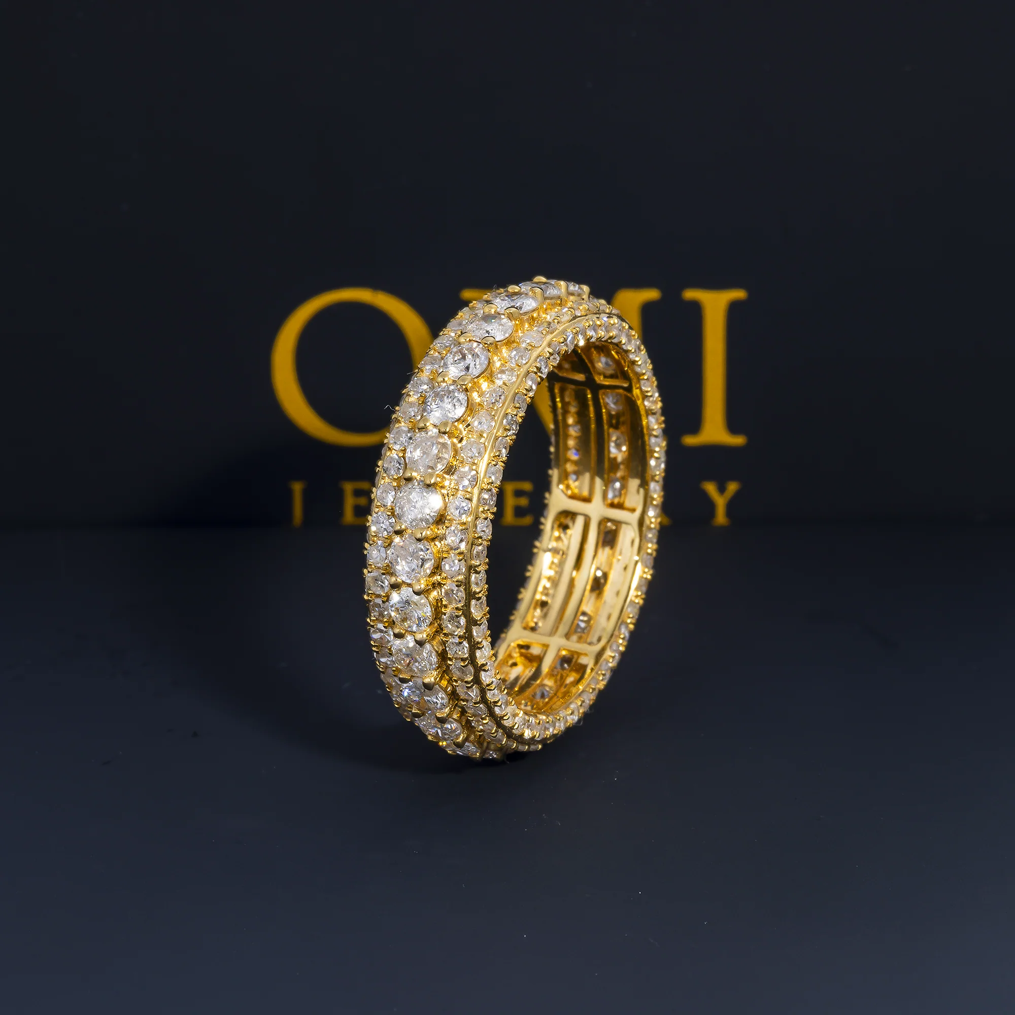 14K GOLD ROUND DIAMOND CLUSTER STATEMENT BAND RING 4.40 CT - Image 3