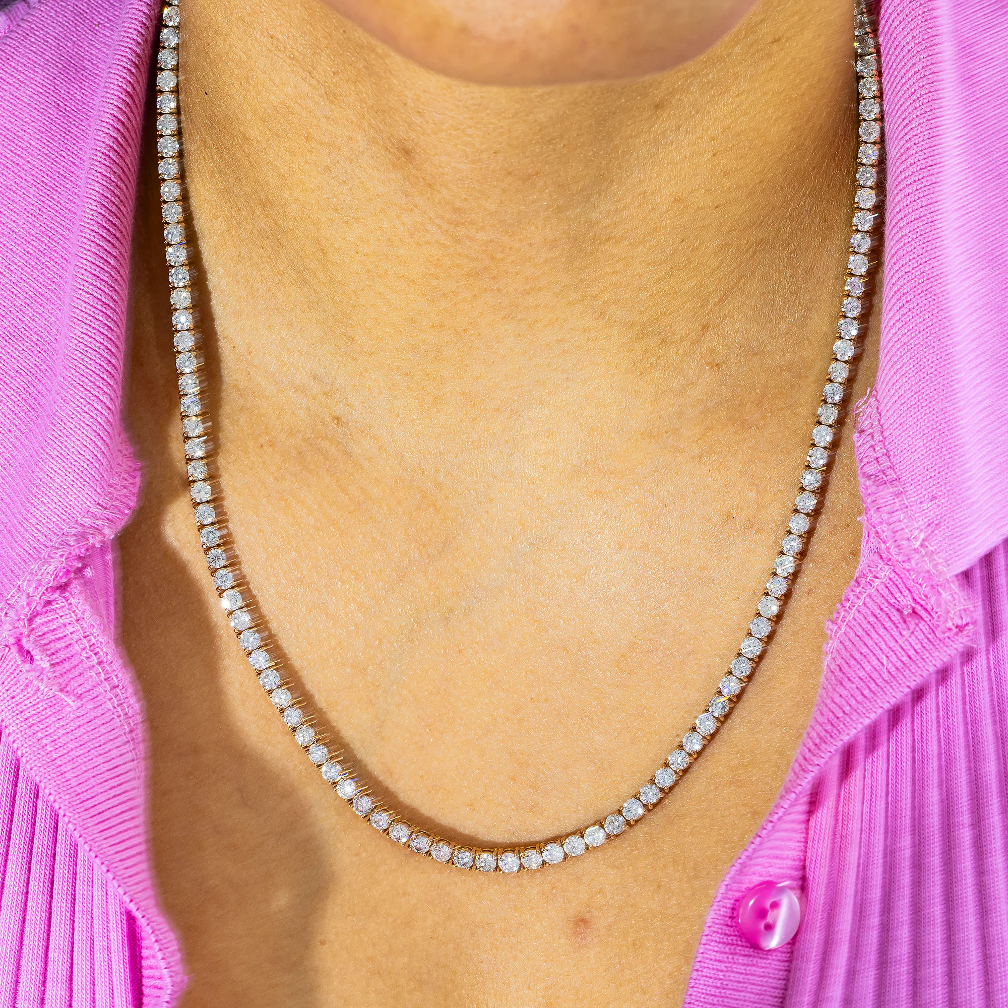 14K GOLD ROUND DIAMOND TENNIS CHAIN 26.30 CT - Image 2