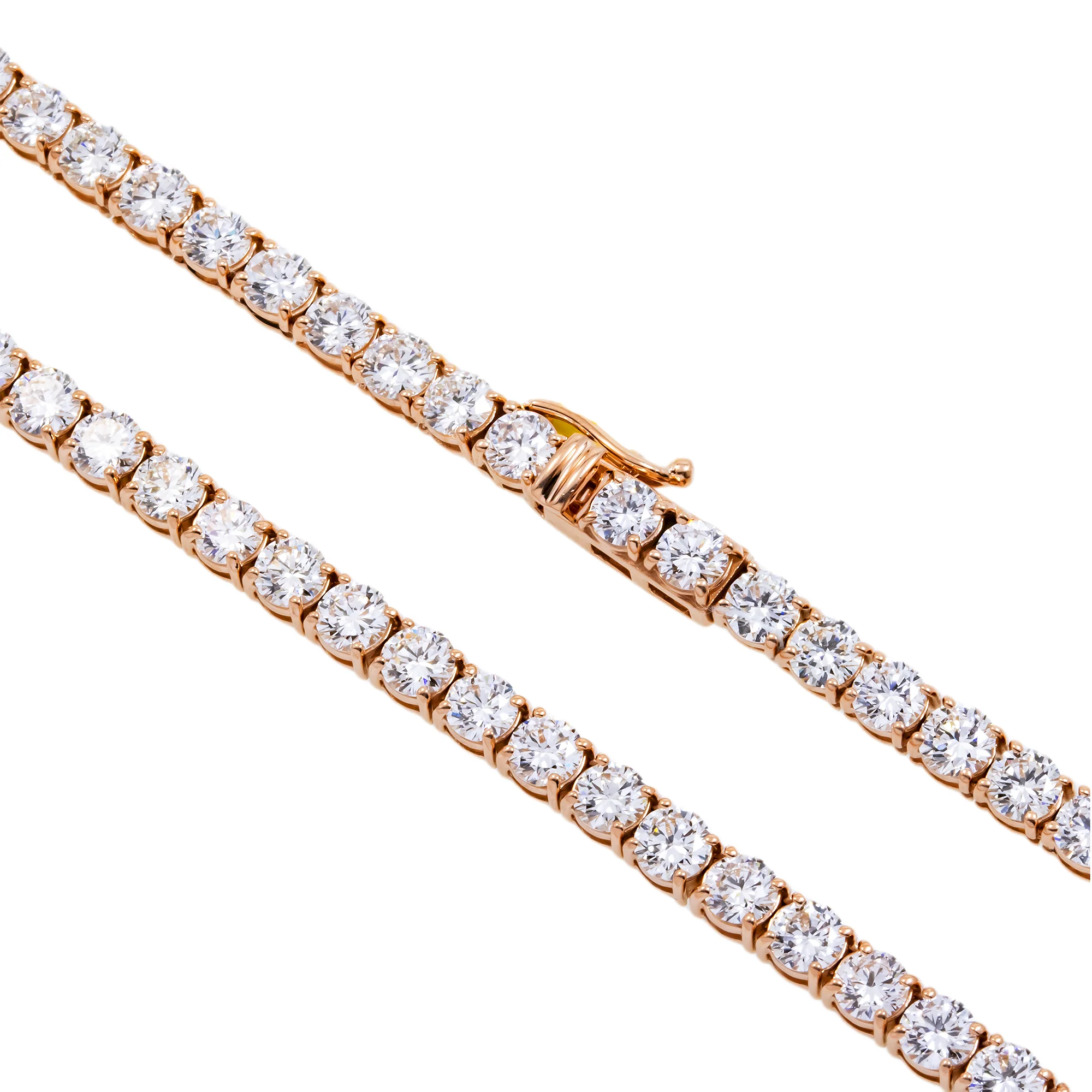 14K GOLD ROUND DIAMOND TENNIS CHAIN 37.48 CT - Image 6