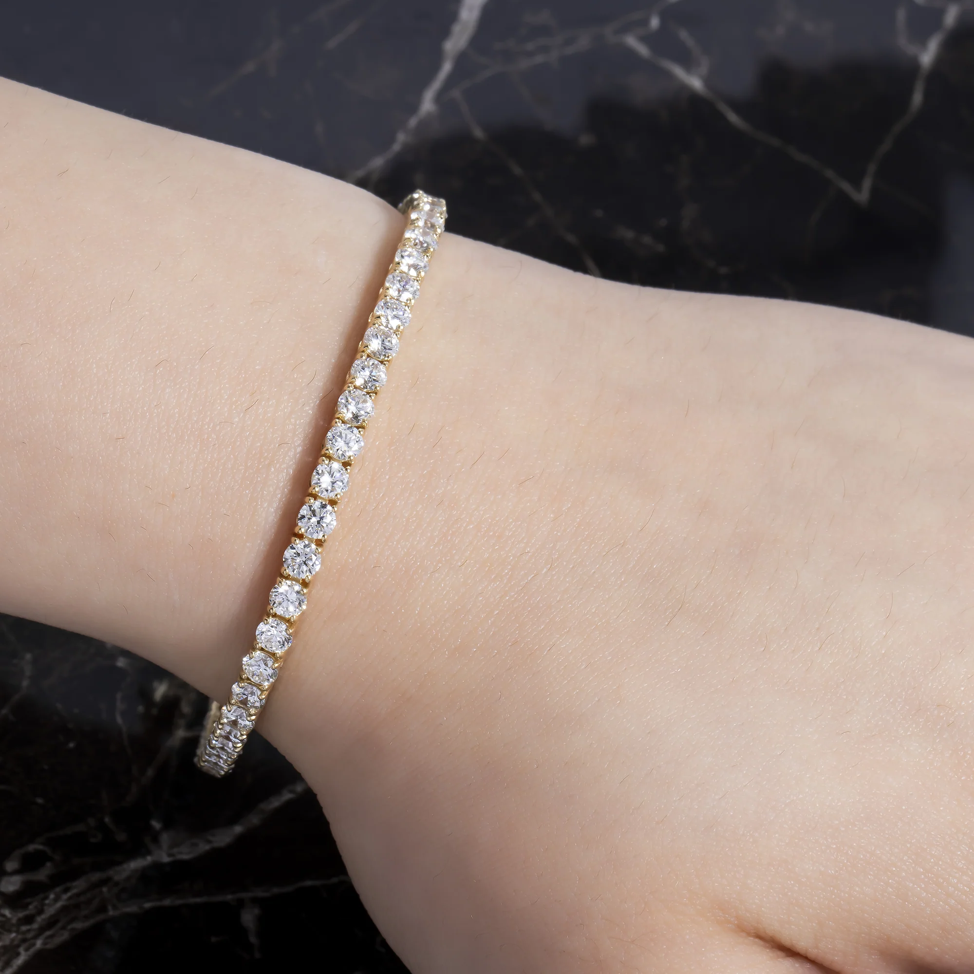 14K GOLD ROUND DIAMONDS TENNIS BRACELET 9.03 CT - Image 2