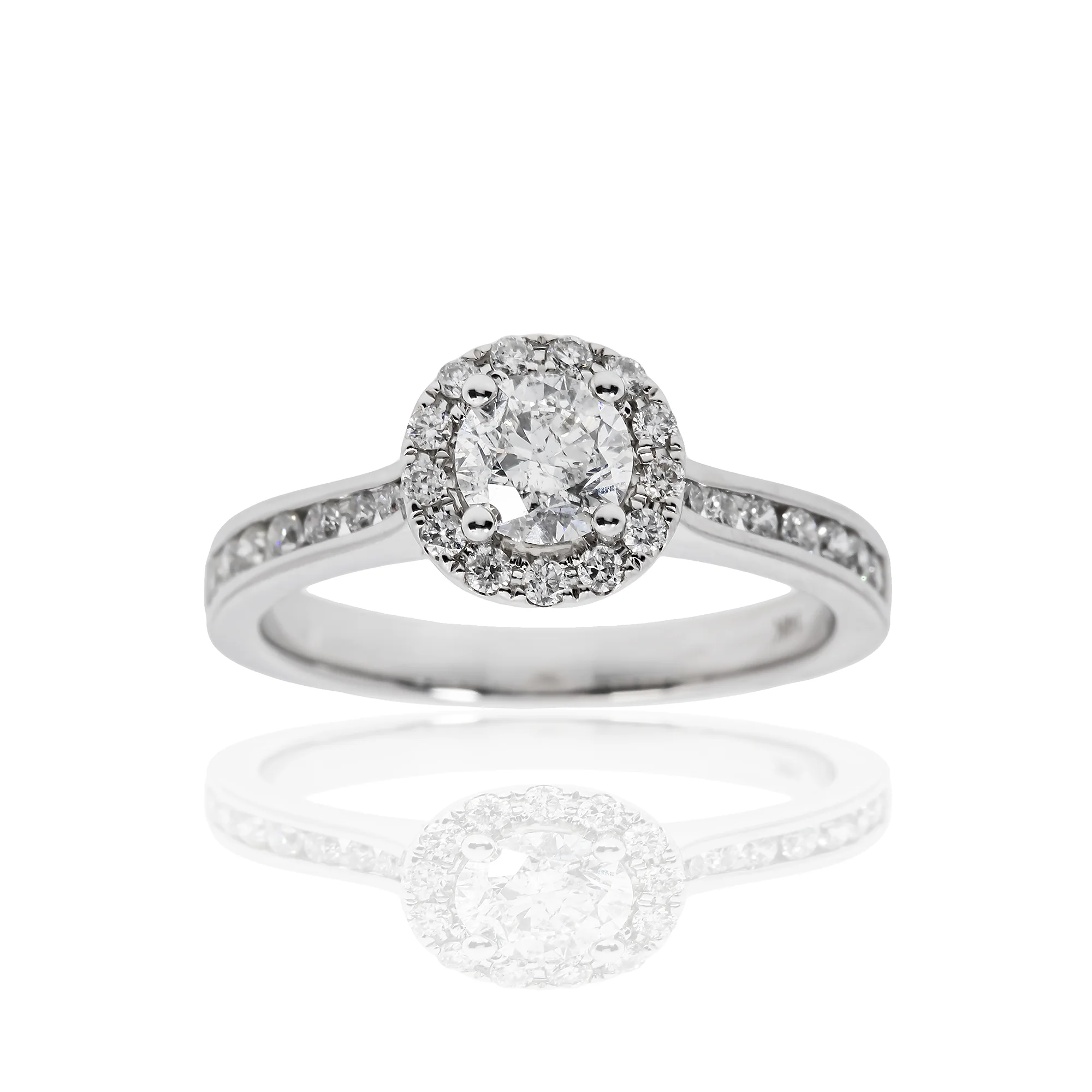 14K GOLD ROUND HALO DIAMOND ENGAGEMENT RING 1.51 CTW