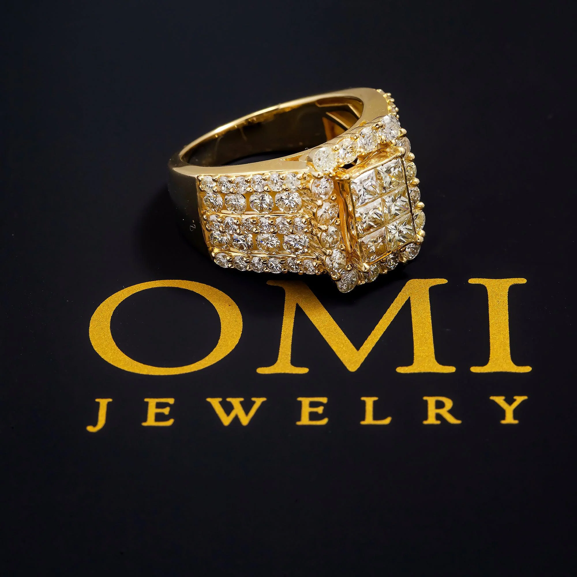 14K GOLD SQUARE DIAMOND MEN'S RING 4.17 CT - Image 4