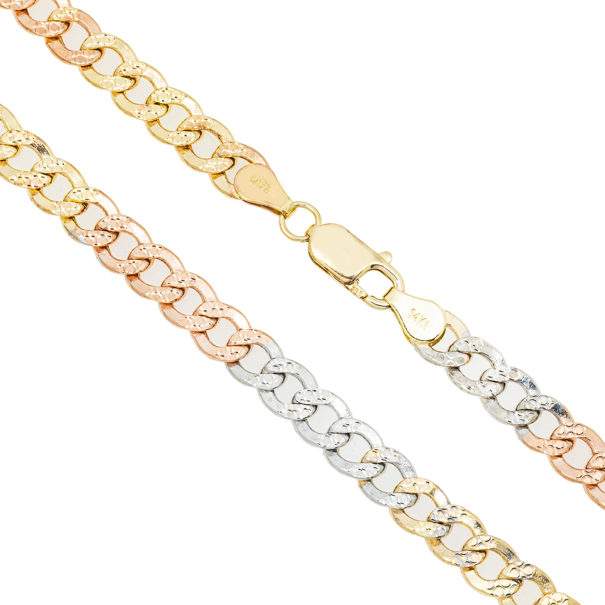 14K GOLD TRICOLOR 6.5MM CUBAN LINK CHAIN - Image 3