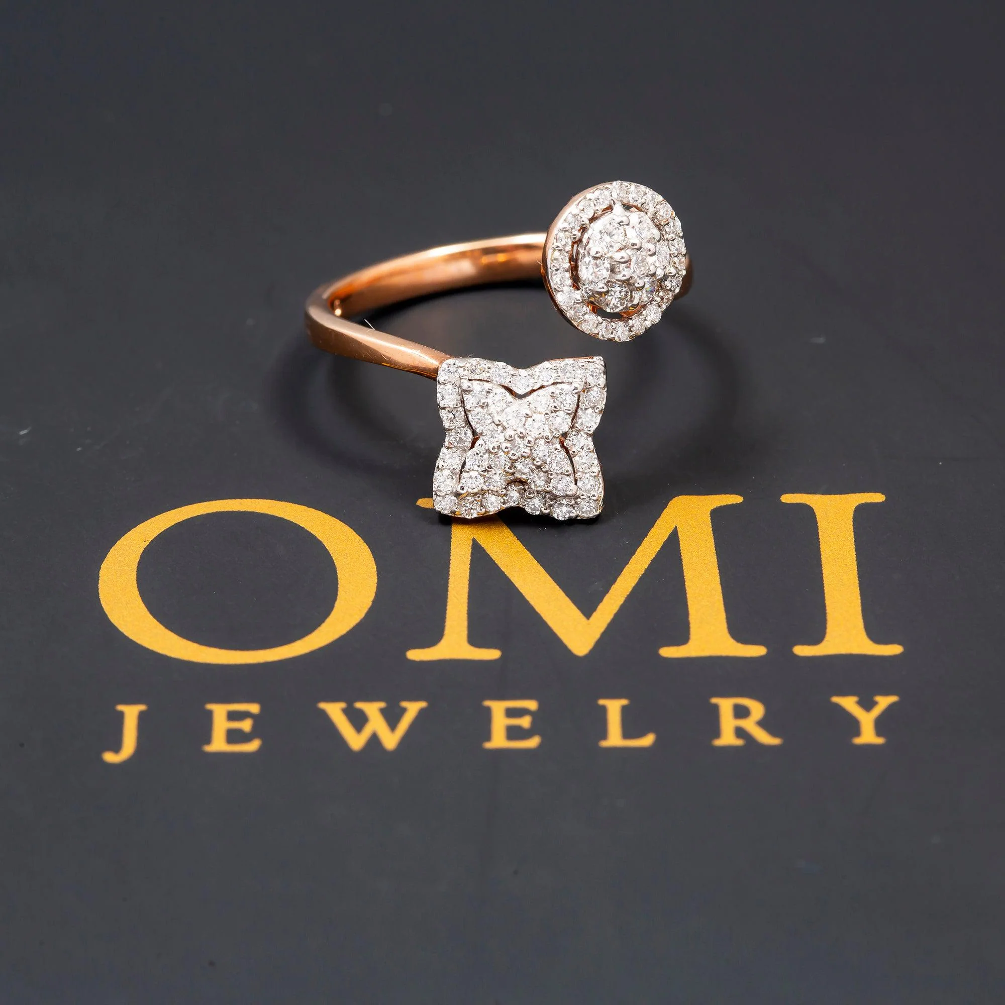 14K GOLD XO TWO DIAMOND CLUSTER RING 0.50 CT - Image 3