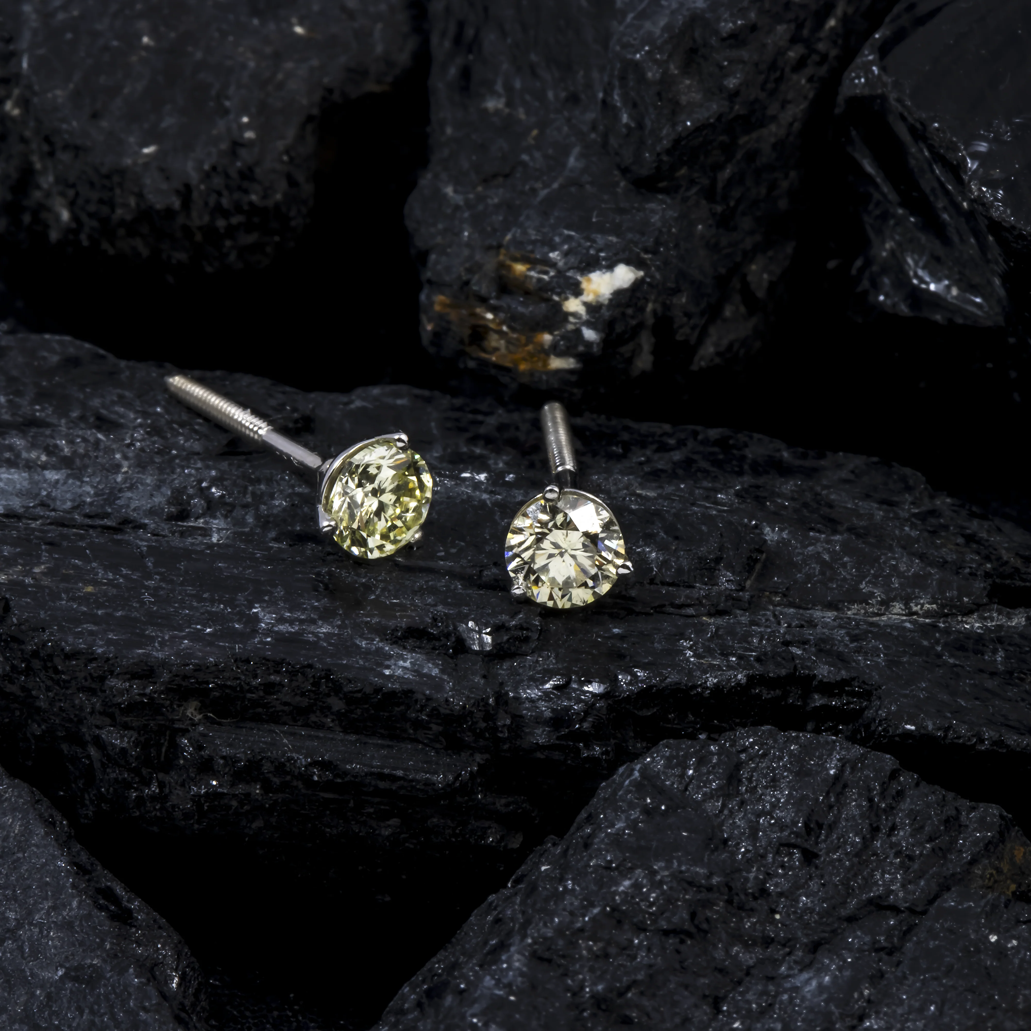 14K GOLD YELLOW SOLITAIRE LAB DIAMOND STUD EARRINGS 0.38 CTW - Image 4