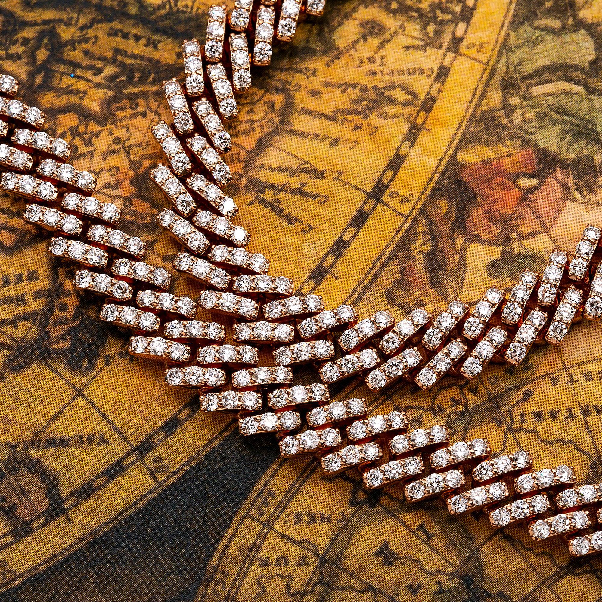 14K ROSE GOLD 22" | 8MM CUBAN CHAIN PRONG SET WITH 24.95 CT DIAMONDS - Image 2