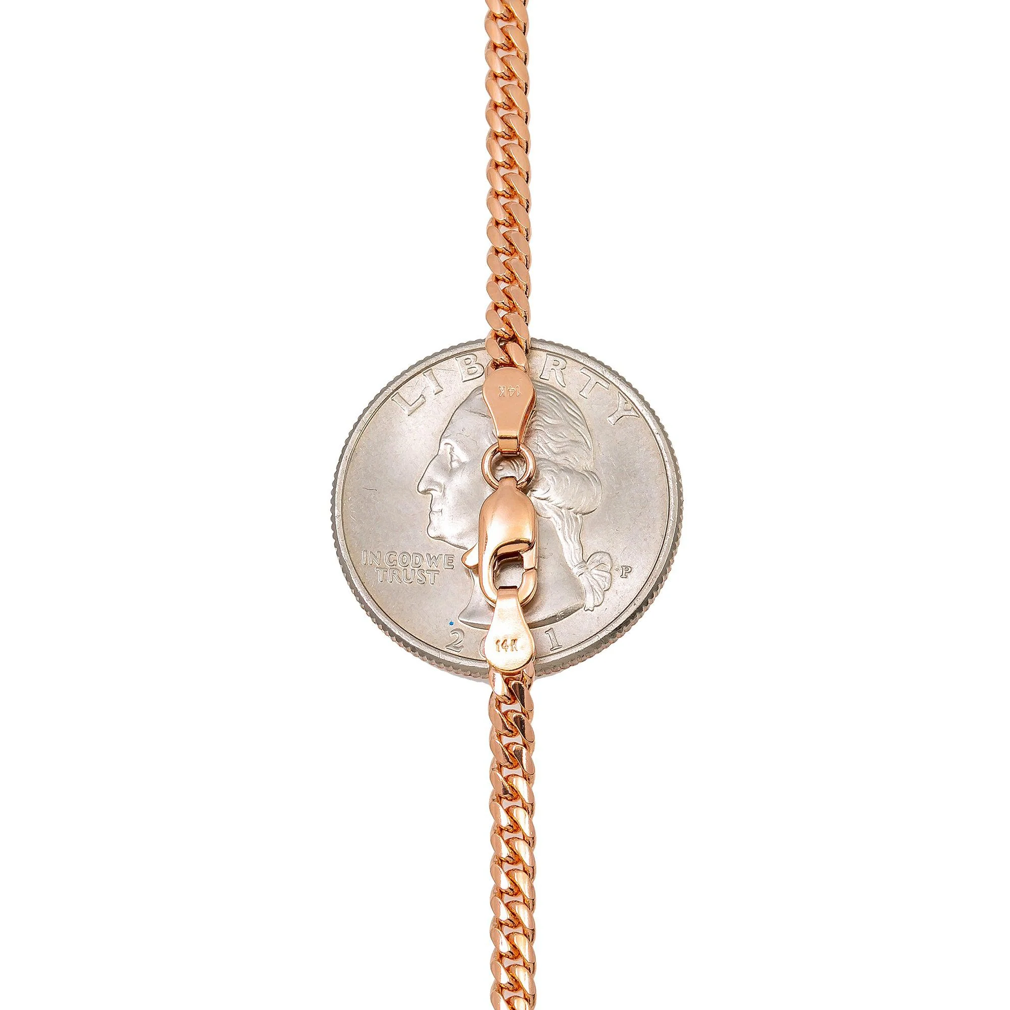 14k Rose Gold 3mm Solid Cuban Link Available In Sizes 18"-26" - Image 7