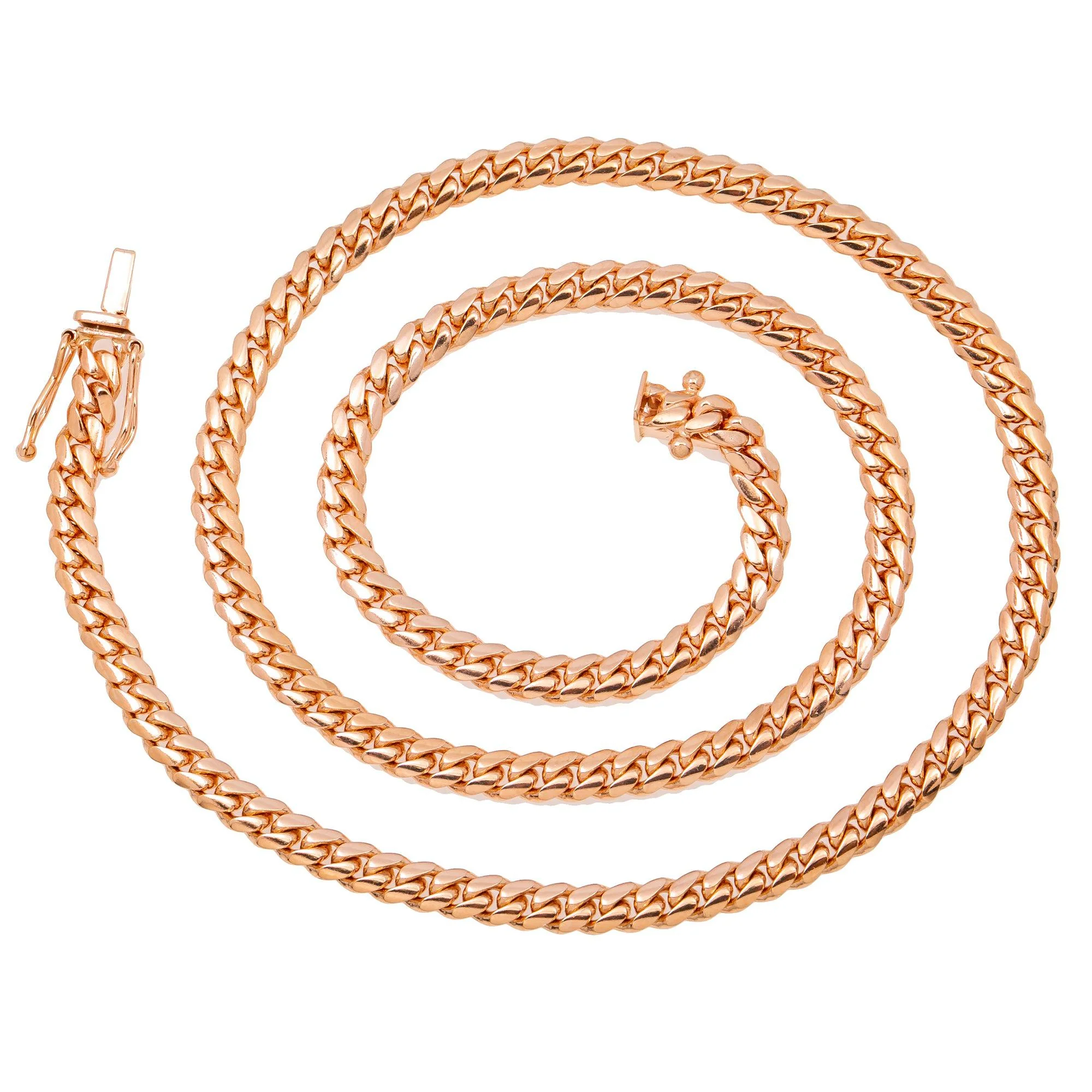 14k Rose Gold 4mm Solid Cuban Link Available In Sizes 16"-26" - Image 5