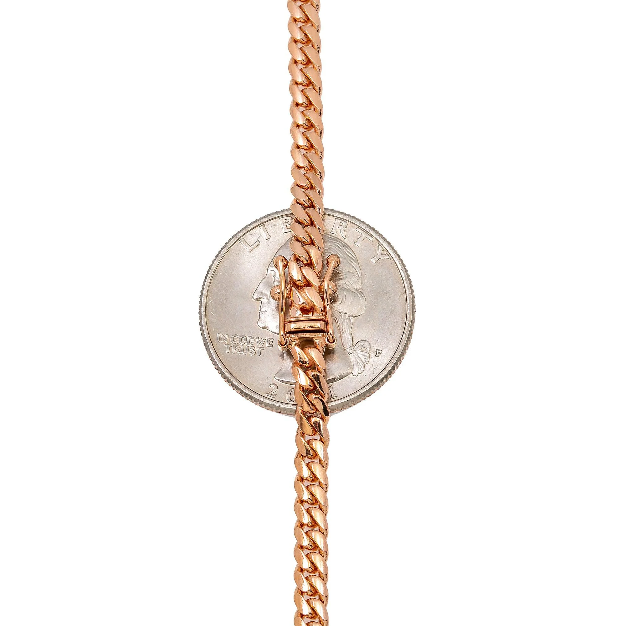 14k Rose Gold 4mm Solid Cuban Link Available In Sizes 16"-26" - Image 7