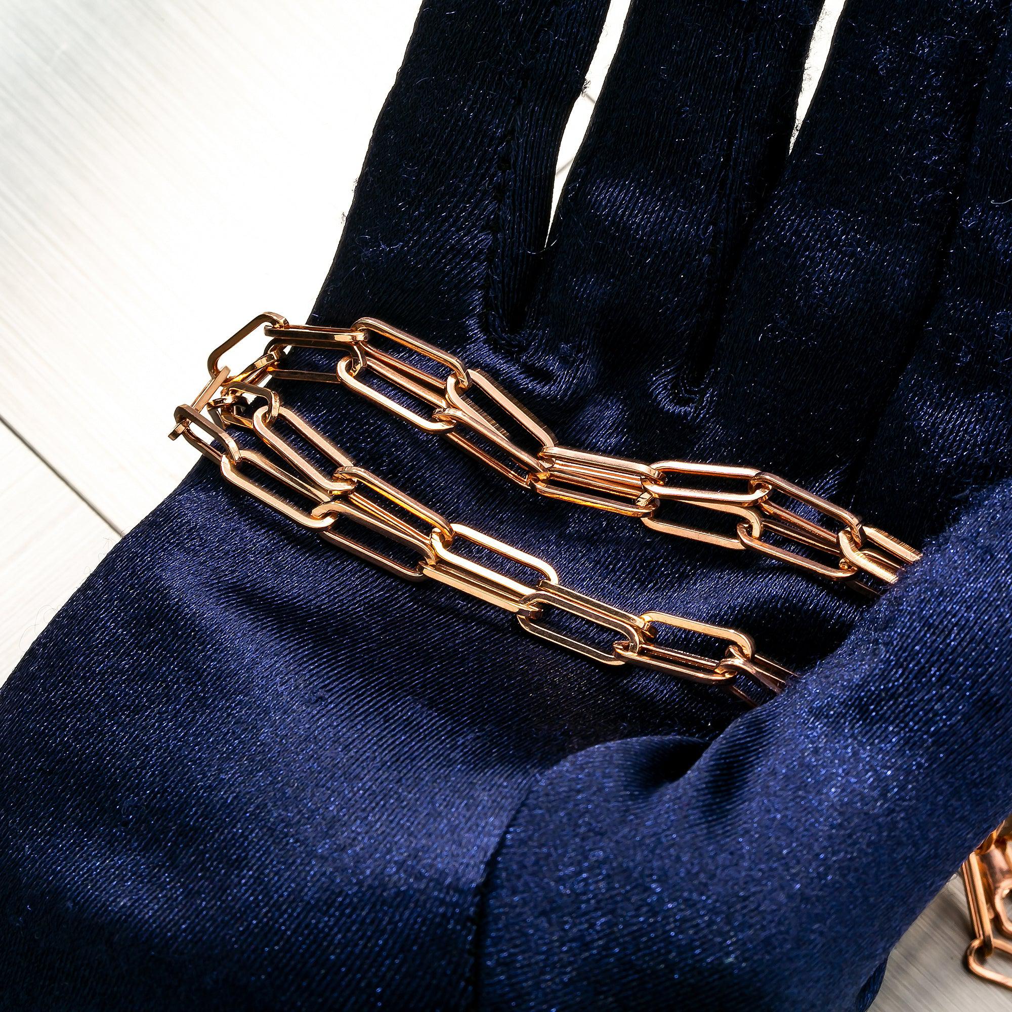 14K Rose Gold 5mm Paper Clip Chain Available In Sizes 18"-26" - Image 2