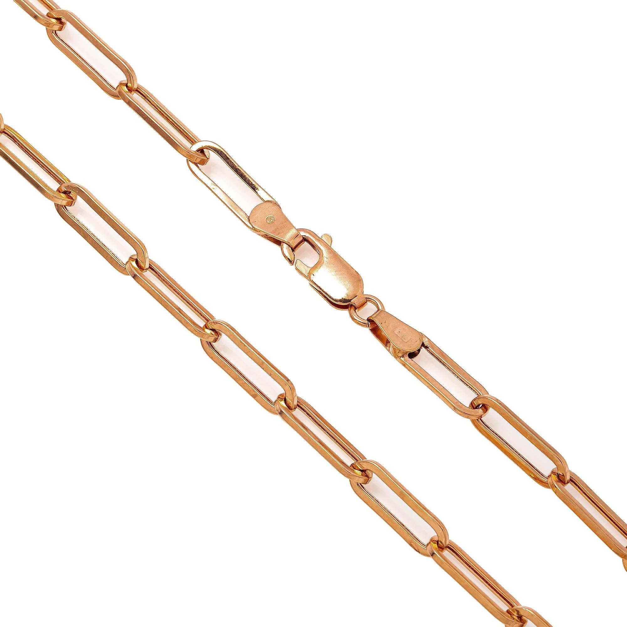14K Rose Gold 5mm Paper Clip Chain Available In Sizes 18"-26" - Image 3