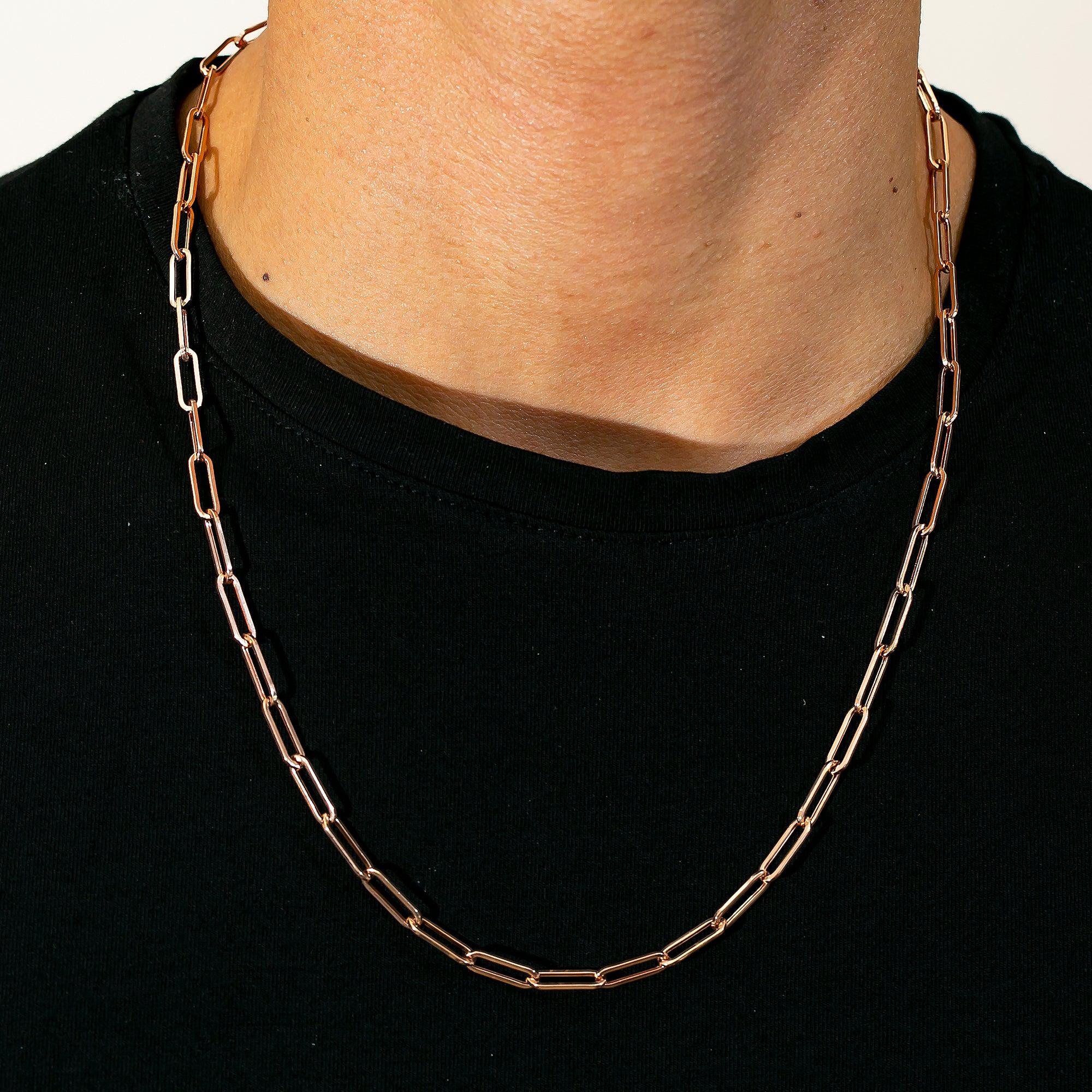 14K Rose Gold 5mm Paper Clip Chain Available In Sizes 18"-26" - Image 4