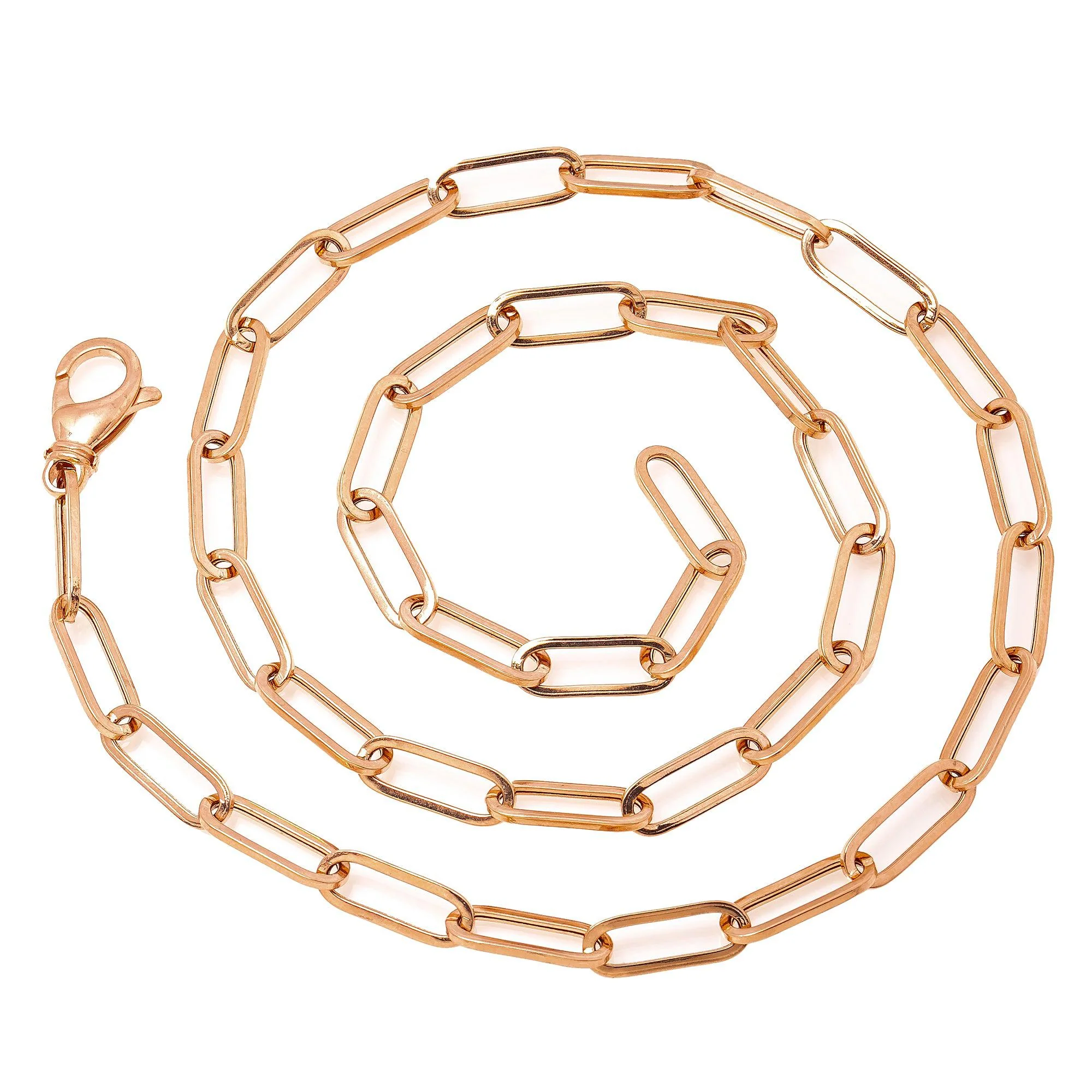 14K Rose Gold 7mm Paper Clip Chain Available In Sizes 18"-26" - Image 5