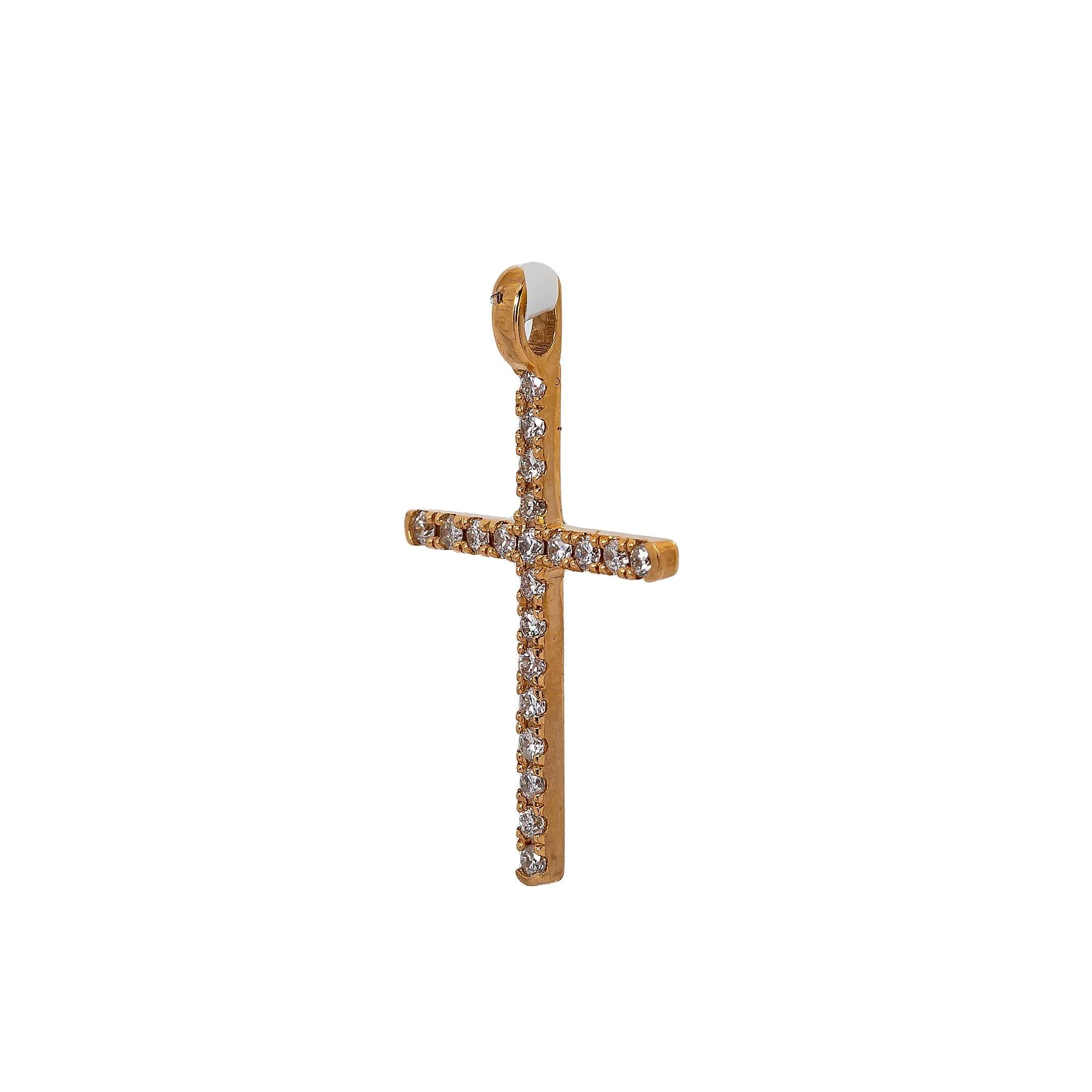 14K Rose Gold Cross Pendant with 0.20 CT Diamond - Image 3