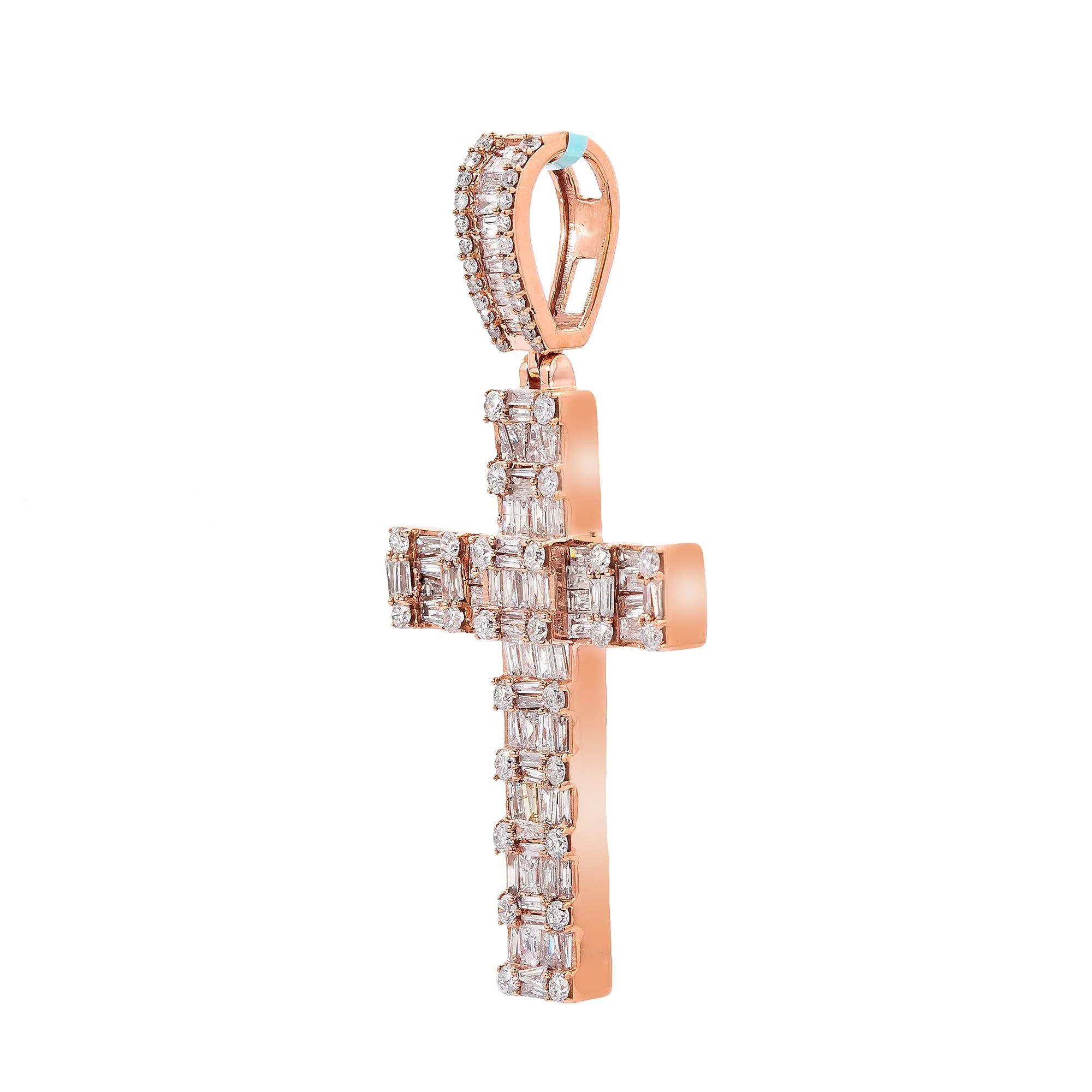 14K Rose Gold Diamond Cross Pendant - Image 3