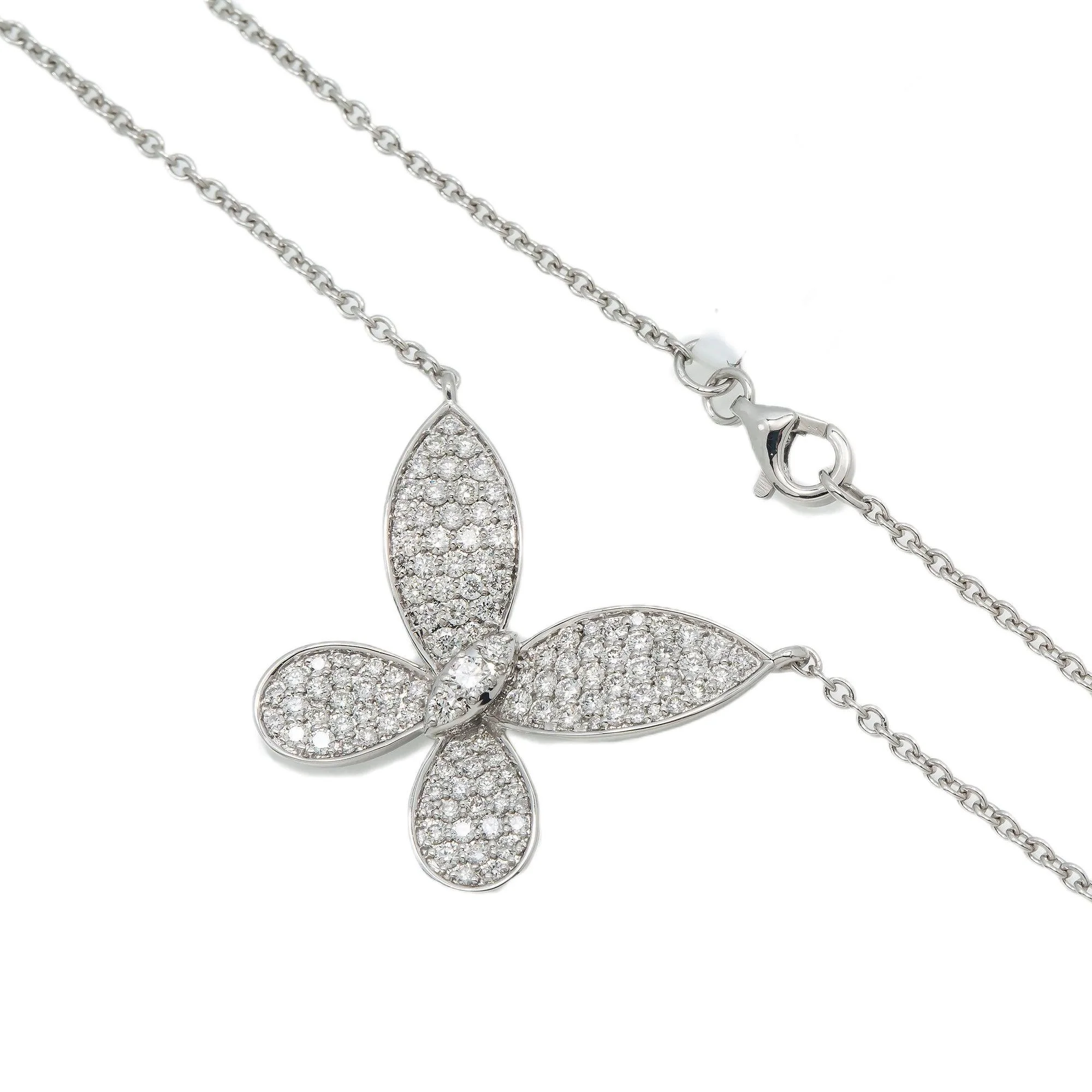 14K GOLD DIAMOND BUTTERFLY NECKLACE 0.96 CT - Image 3