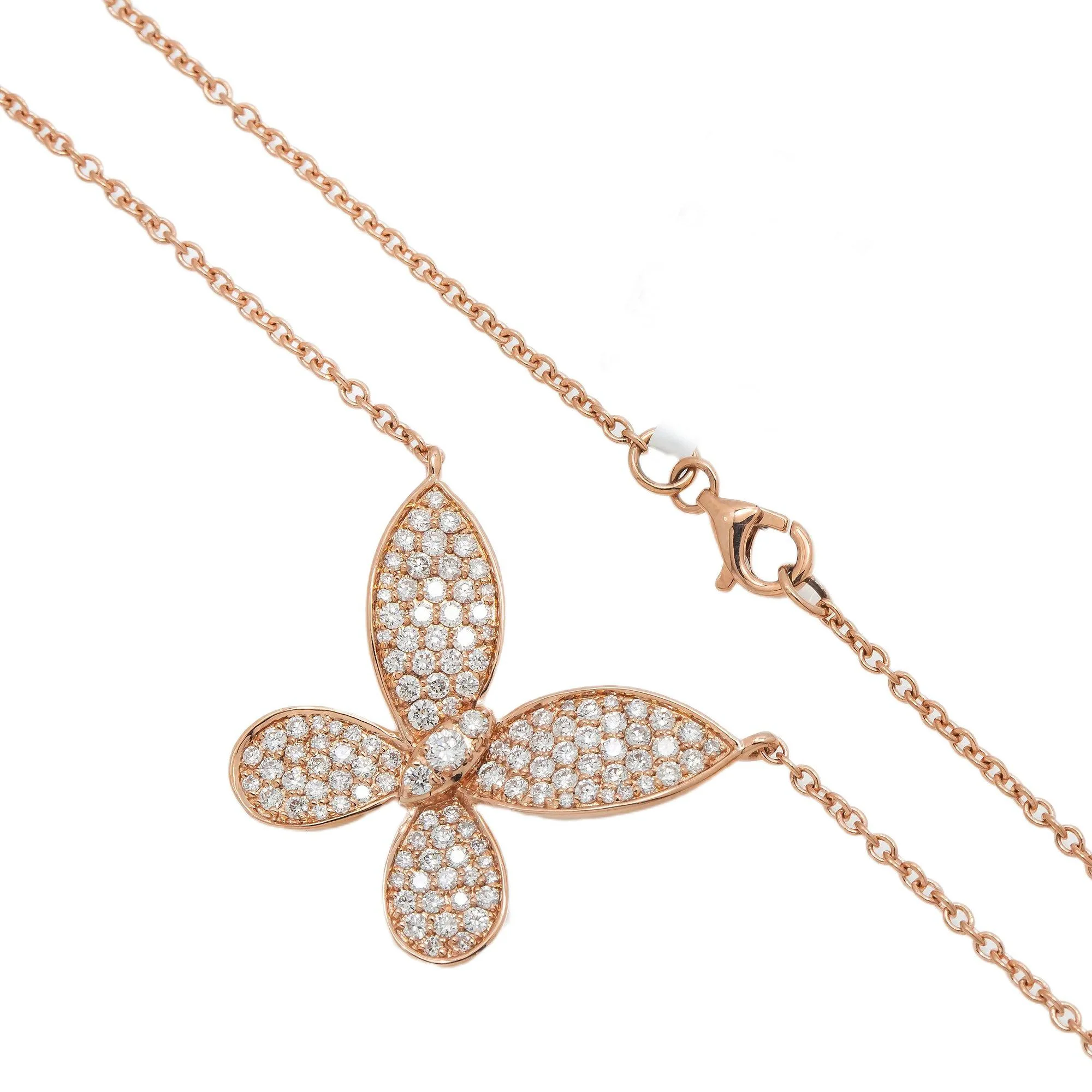 14K GOLD DIAMOND BUTTERFLY NECKLACE 0.96 CT - Image 6