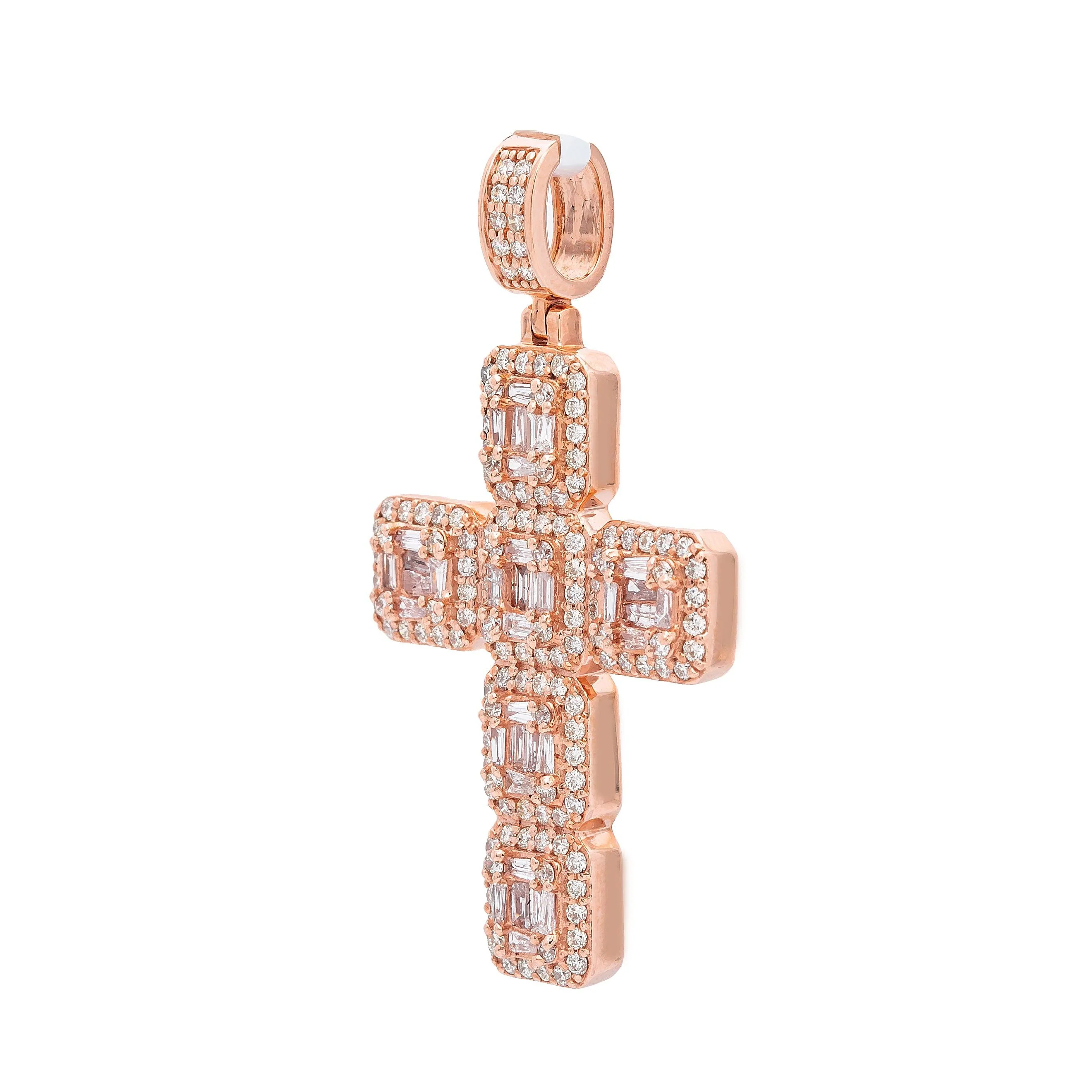 14K Rose Gold Diamond Cross Pendant - Image 2