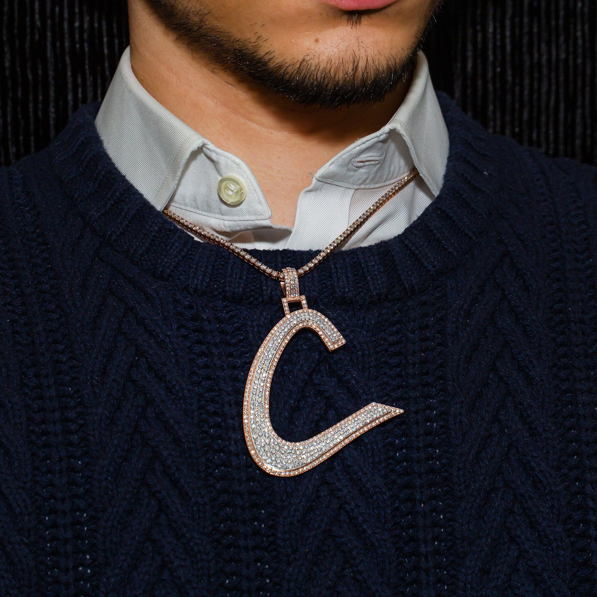 14K ROSE GOLD DIAMOND INITIAL C PENDANT - Image 2