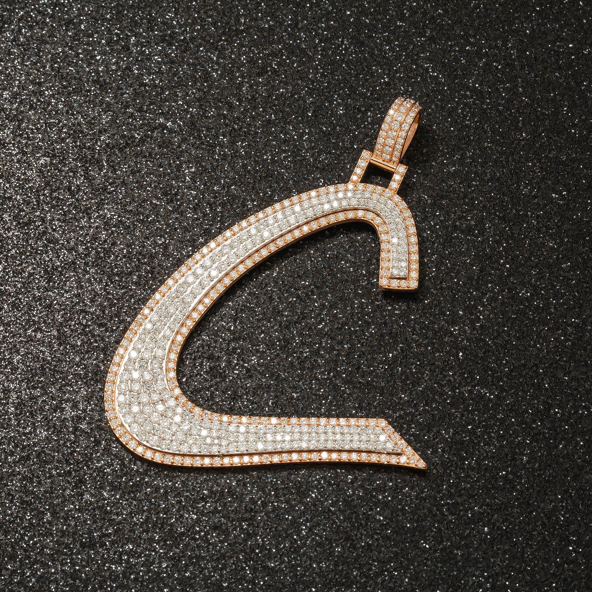 14K ROSE GOLD DIAMOND INITIAL C PENDANT - Image 5