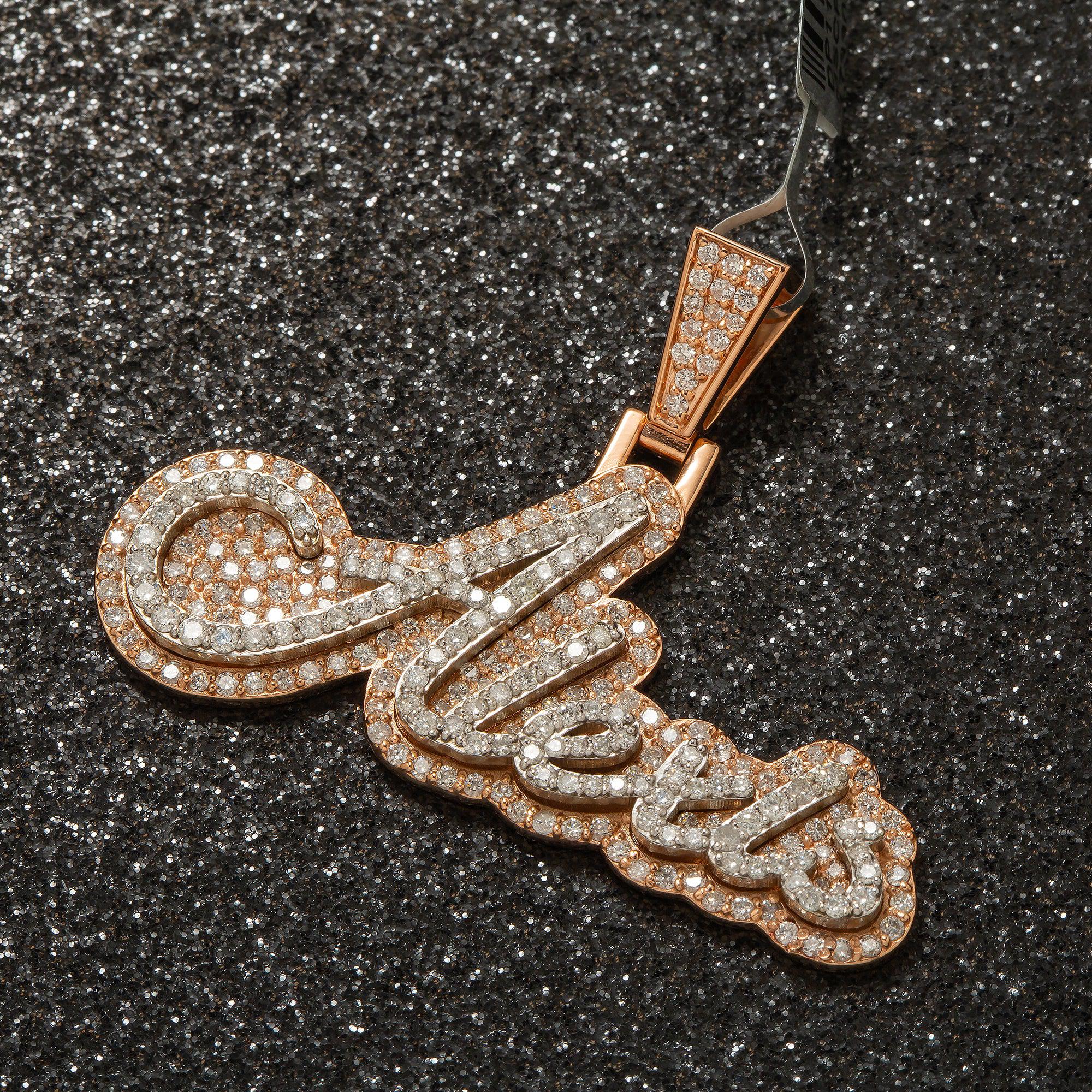 14K ROSE GOLD DIAMOND CUSTOM NAME PENDANT 2.0 CT - Image 4