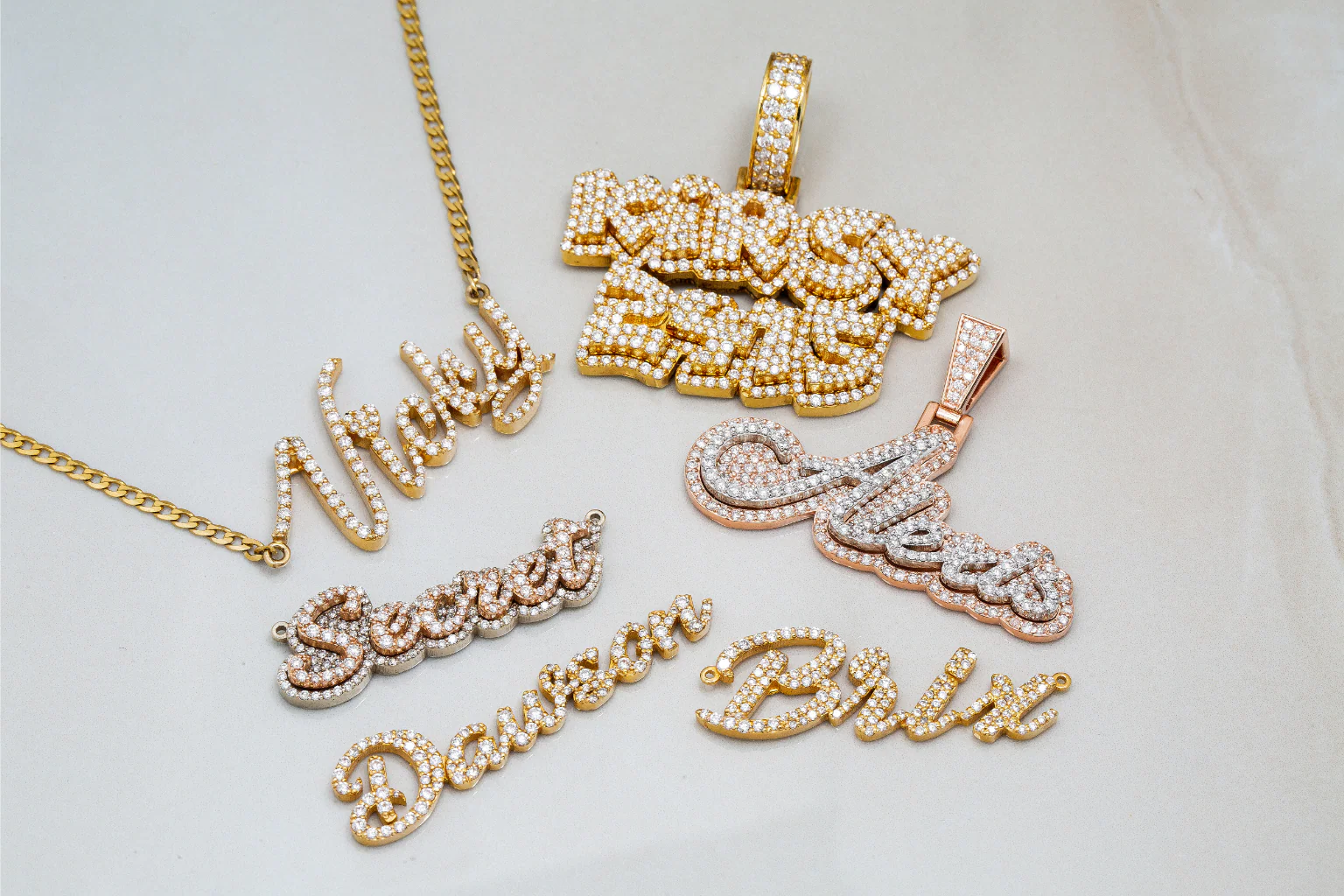 14K ROSE GOLD DIAMOND CUSTOM NAME PENDANT 2.0 CT - Image 5