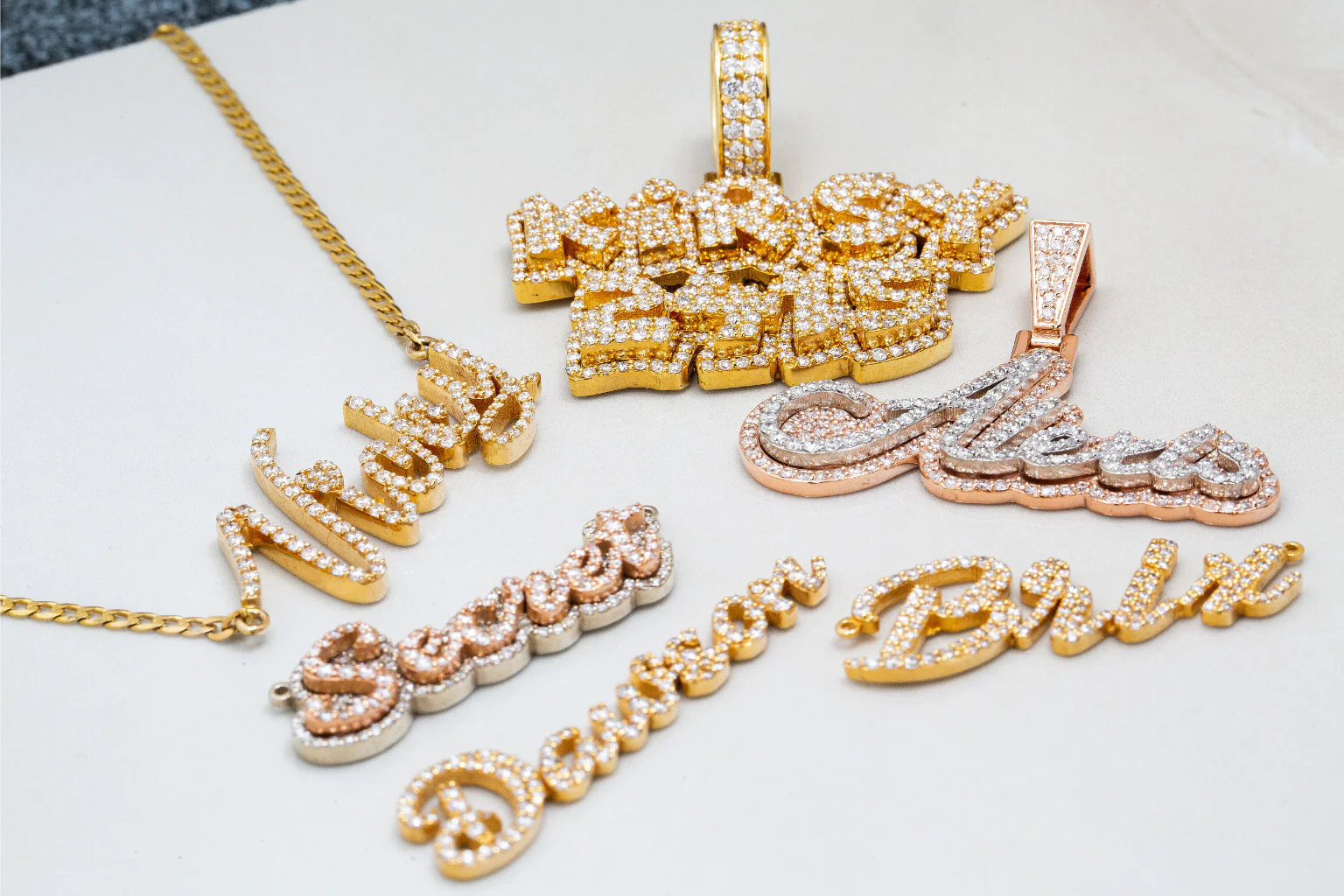 14K ROSE GOLD DIAMOND CUSTOM NAME PENDANT 2.0 CT - Image 7