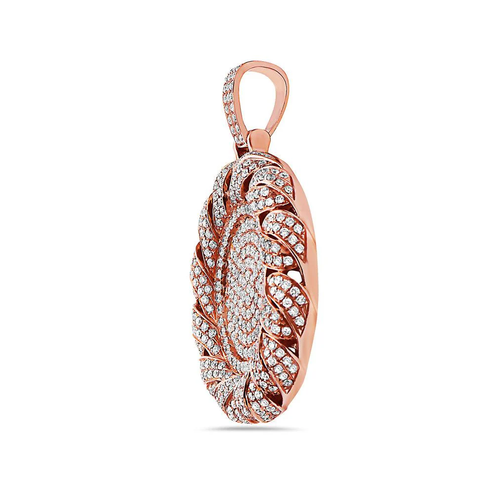 14K Rose Gold Disk Women's Pendant With 5.40 CT Diamonds - Image 2
