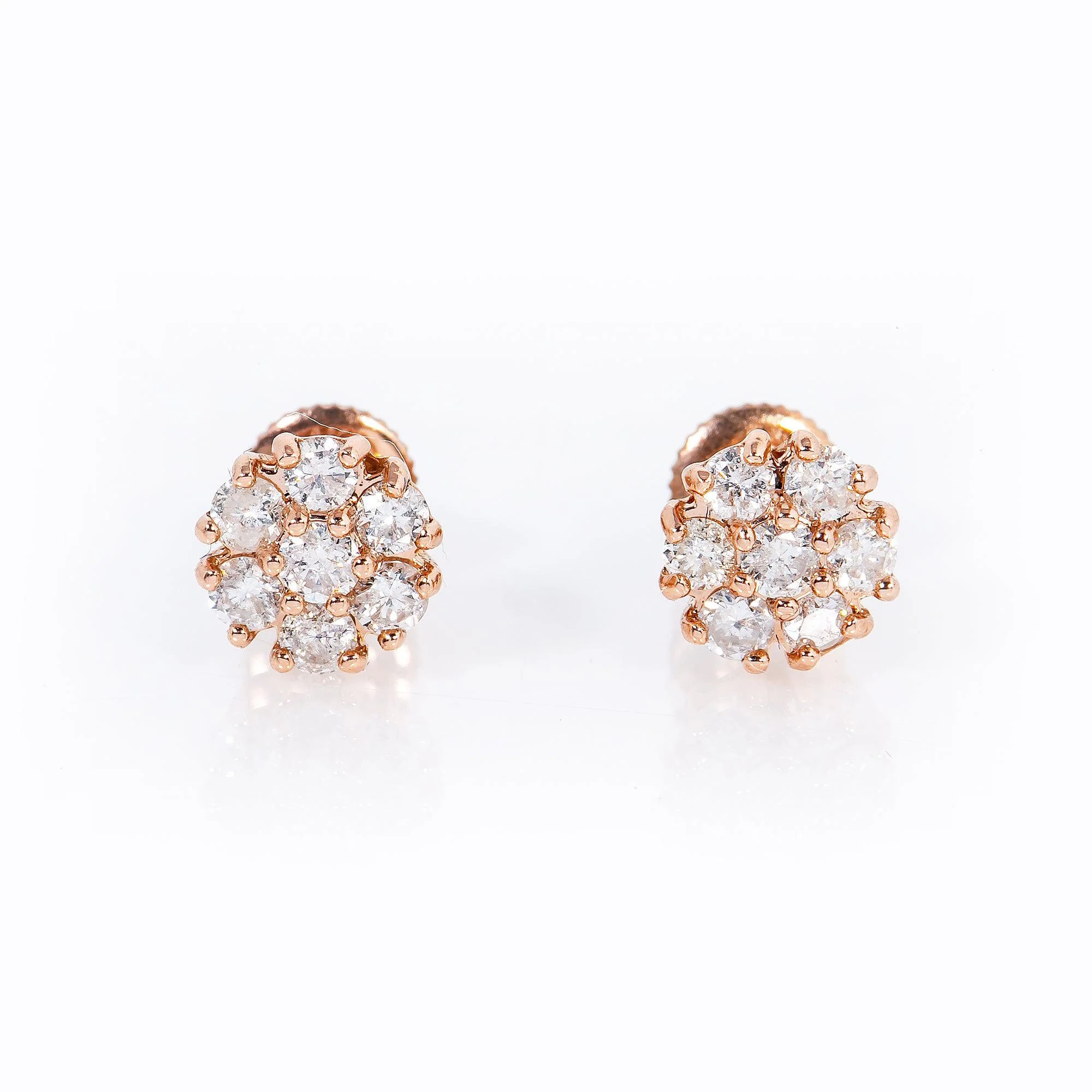 14K Rose Gold Unisex Earrings with 0.48 CT Diamond - Image 4