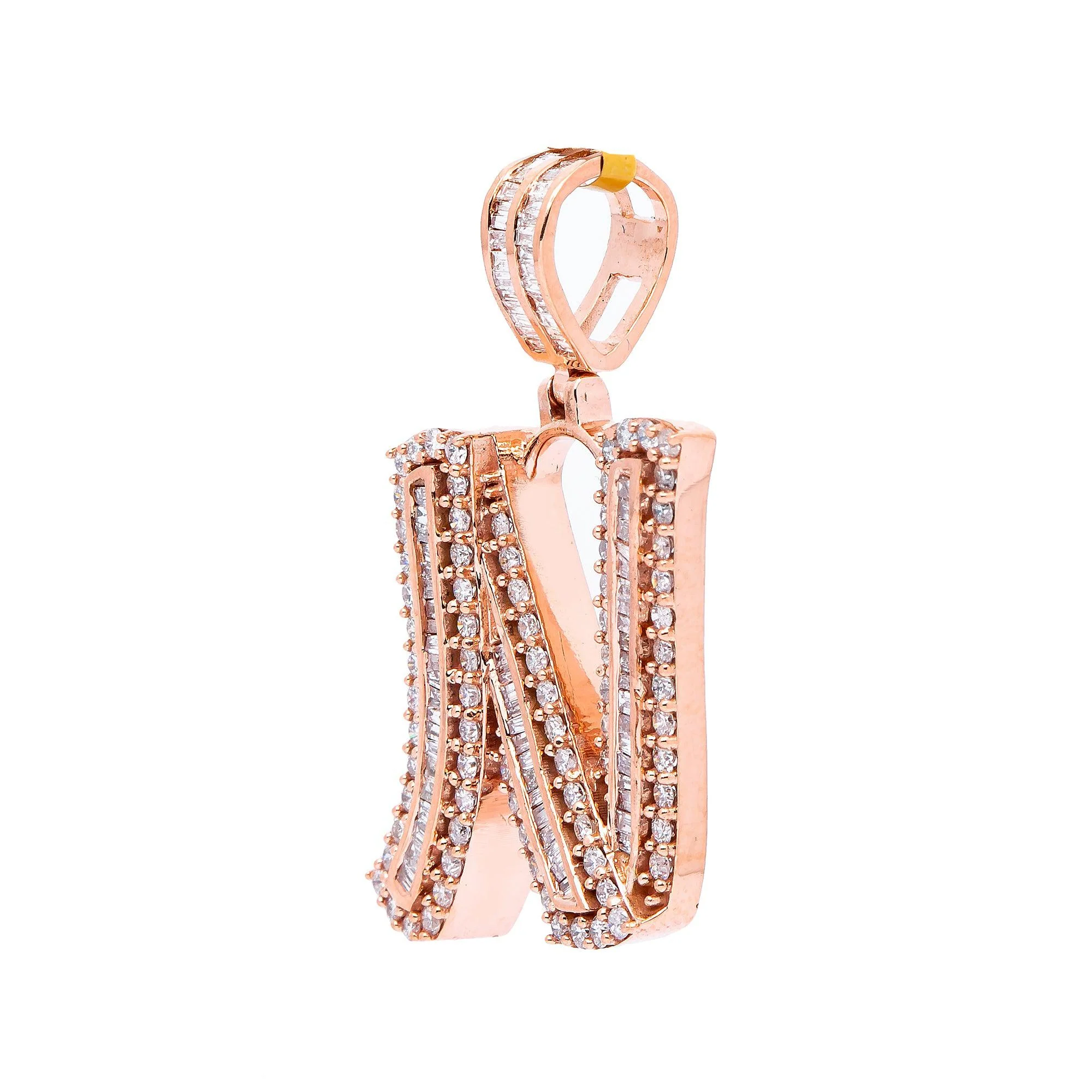 14K ROSE GOLD LETTER N PENDANT WITH 1.29 CT DIAMONDS - Image 3