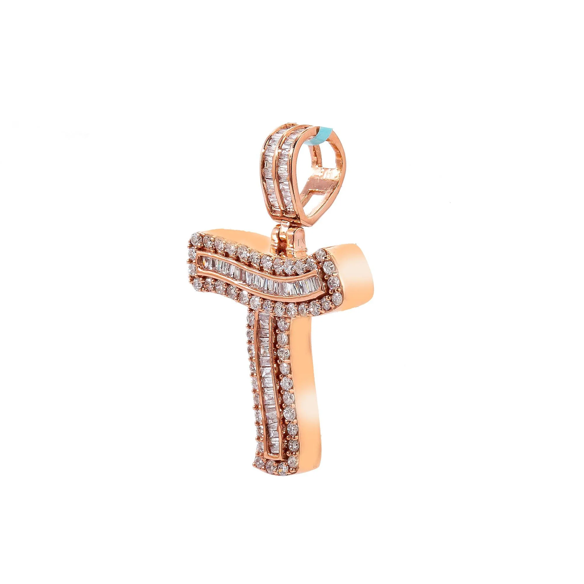 14K Rose Gold Diamond Letter T Pendant - Image 3